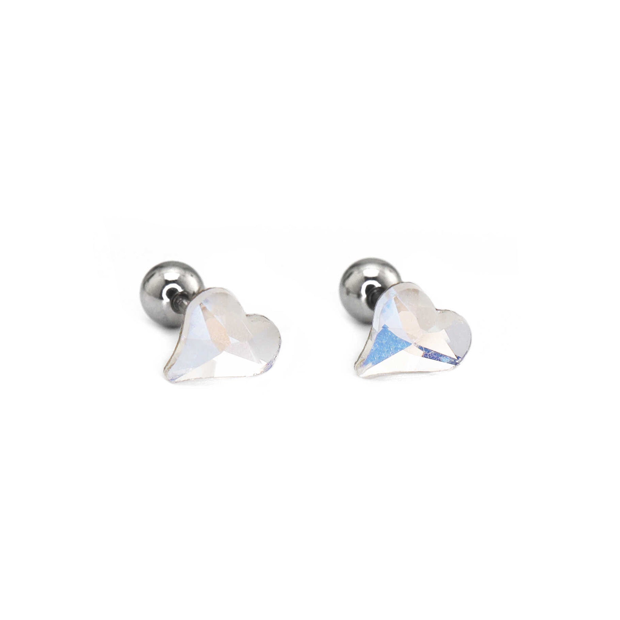 PAIR OF Rainbow CZ Spider Internally Threaded Titanium Studs ph1