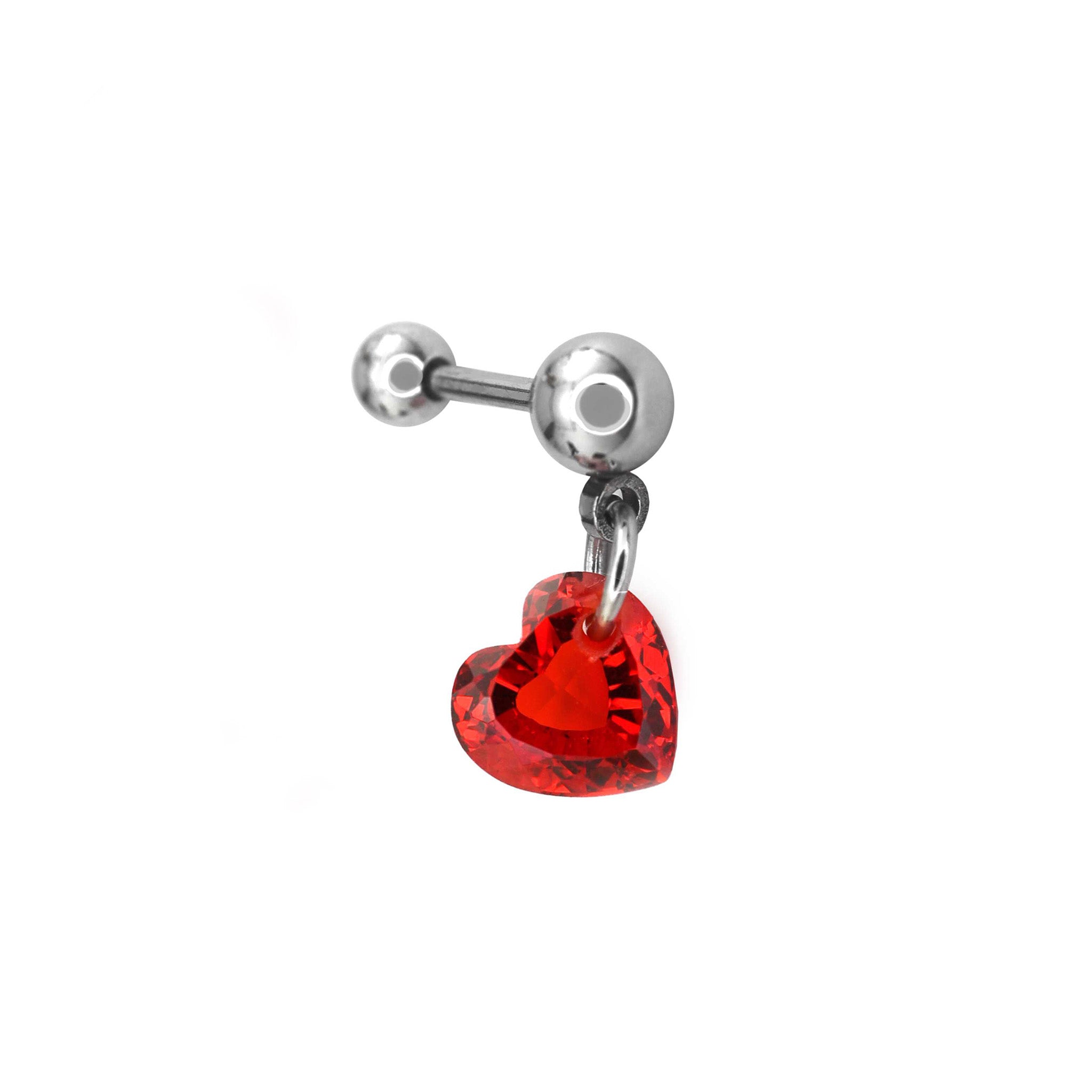 Red Heart CZ Dangle stainless steel Ear Studs ph1