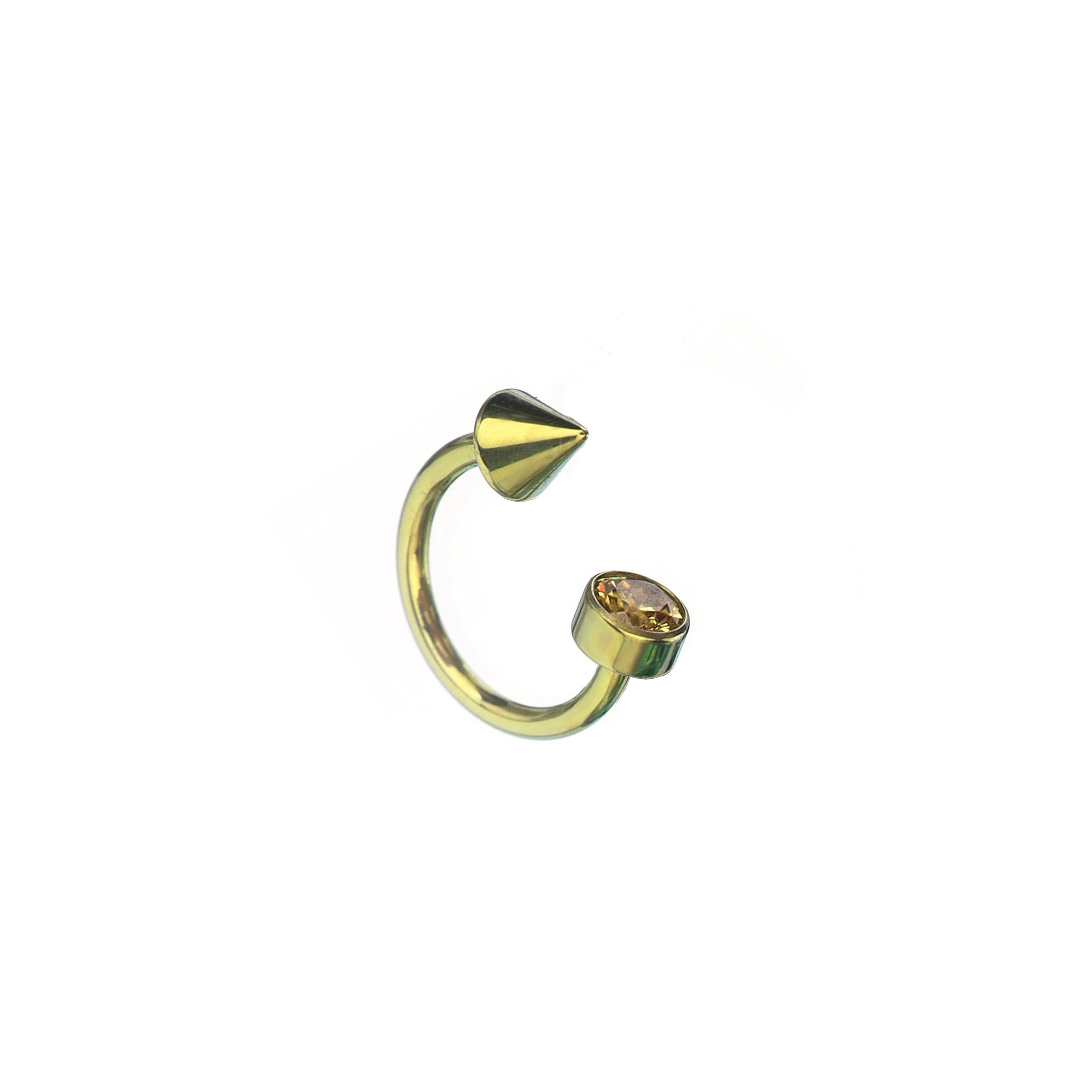Round CZ spike Titanium Horseshoe Ring