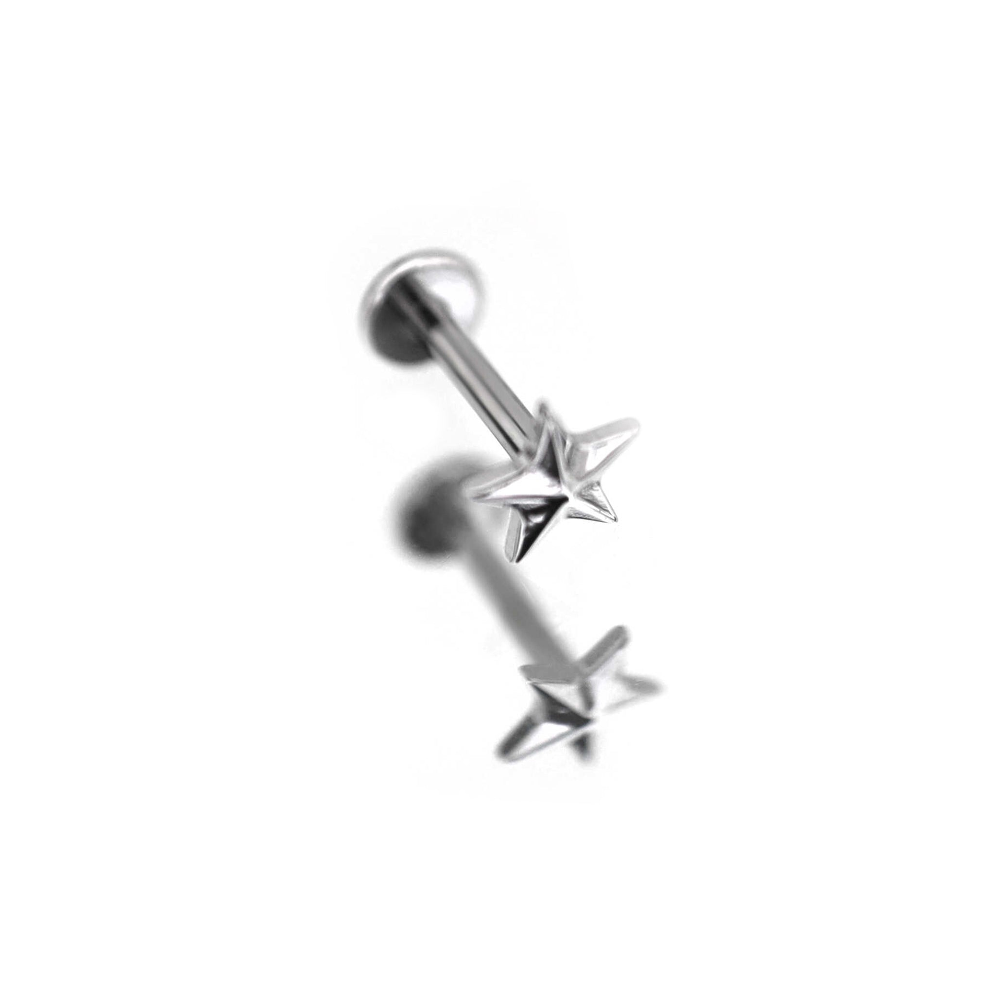 3D Engraved Pentagram Internally Threaded Titanium Studs ph1