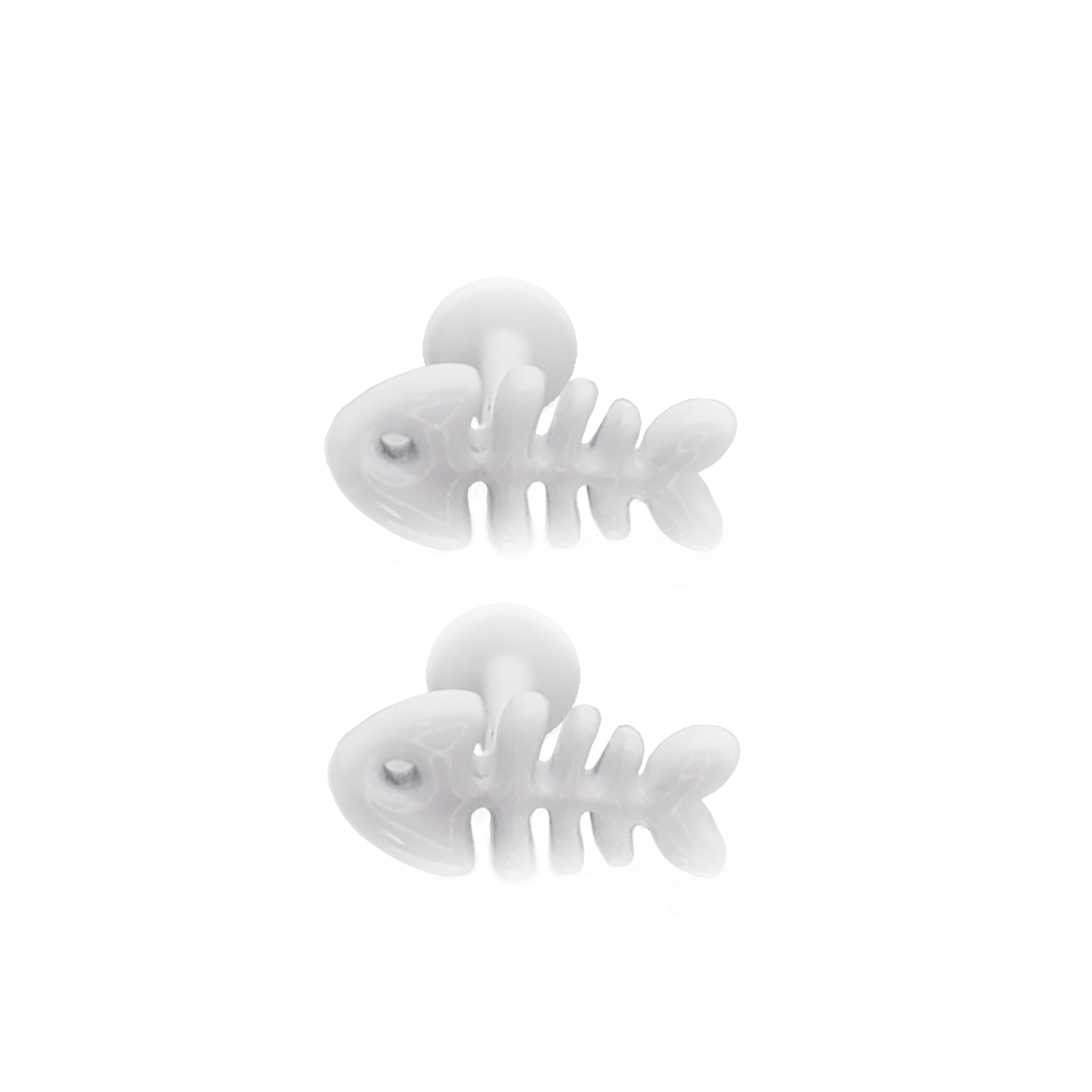 PAIR OF White Fishbone Internally Threaded stainless steel Studs ph1