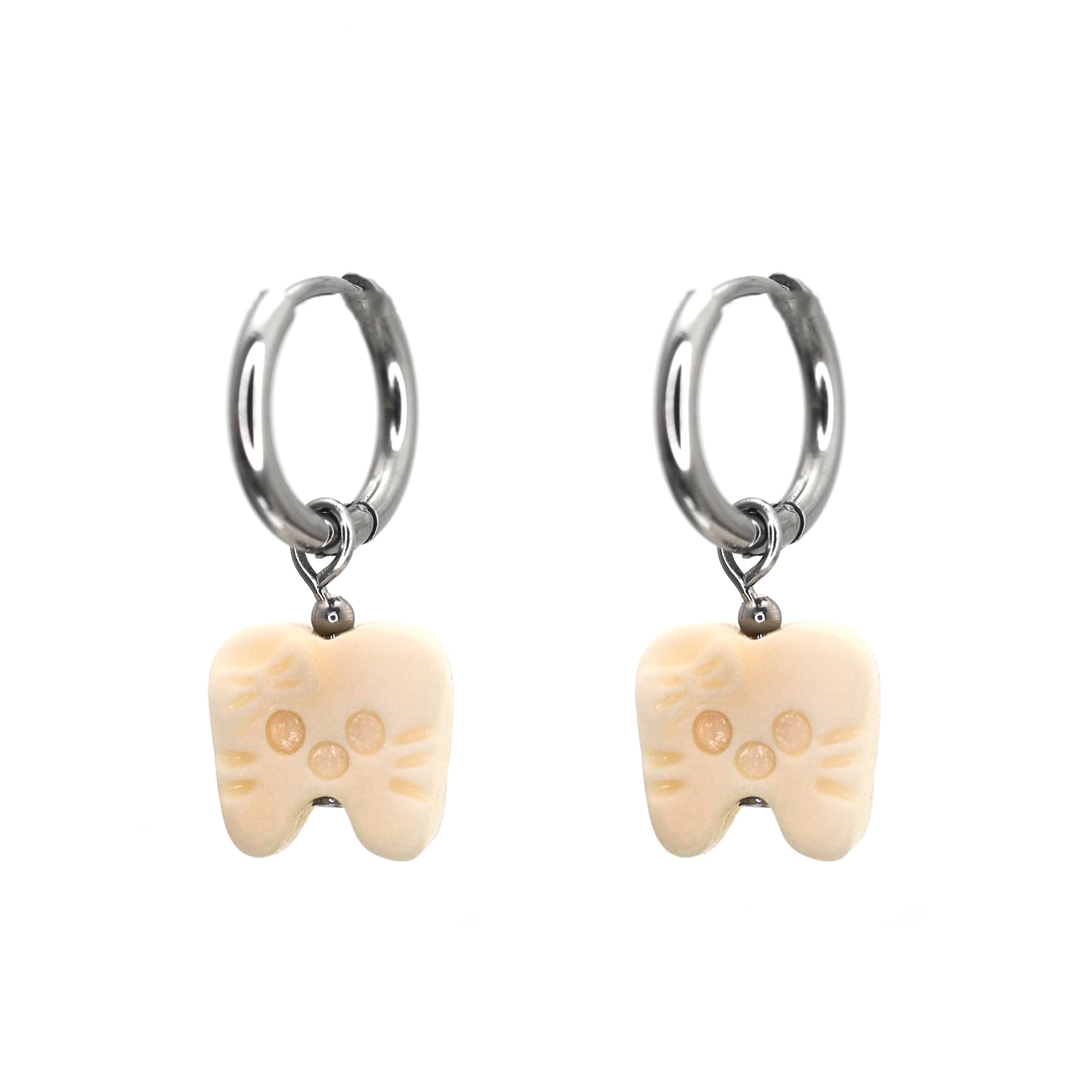 PAIR OF Kitty Fang Pendant stainless steel Earrings ph1