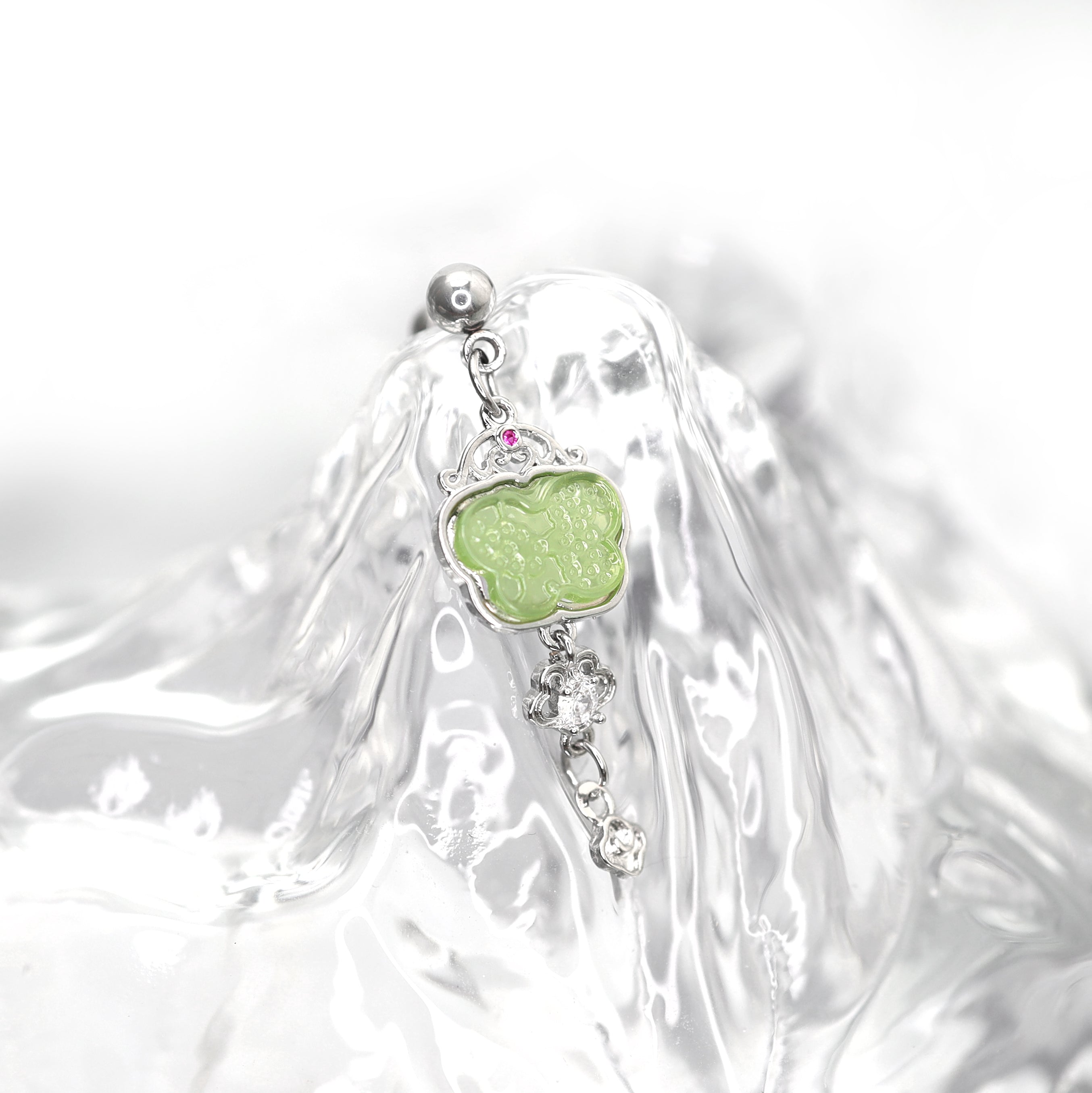 Jade-Inspired Blue Butterfly Externally Threaded stainless steel Studs ph1