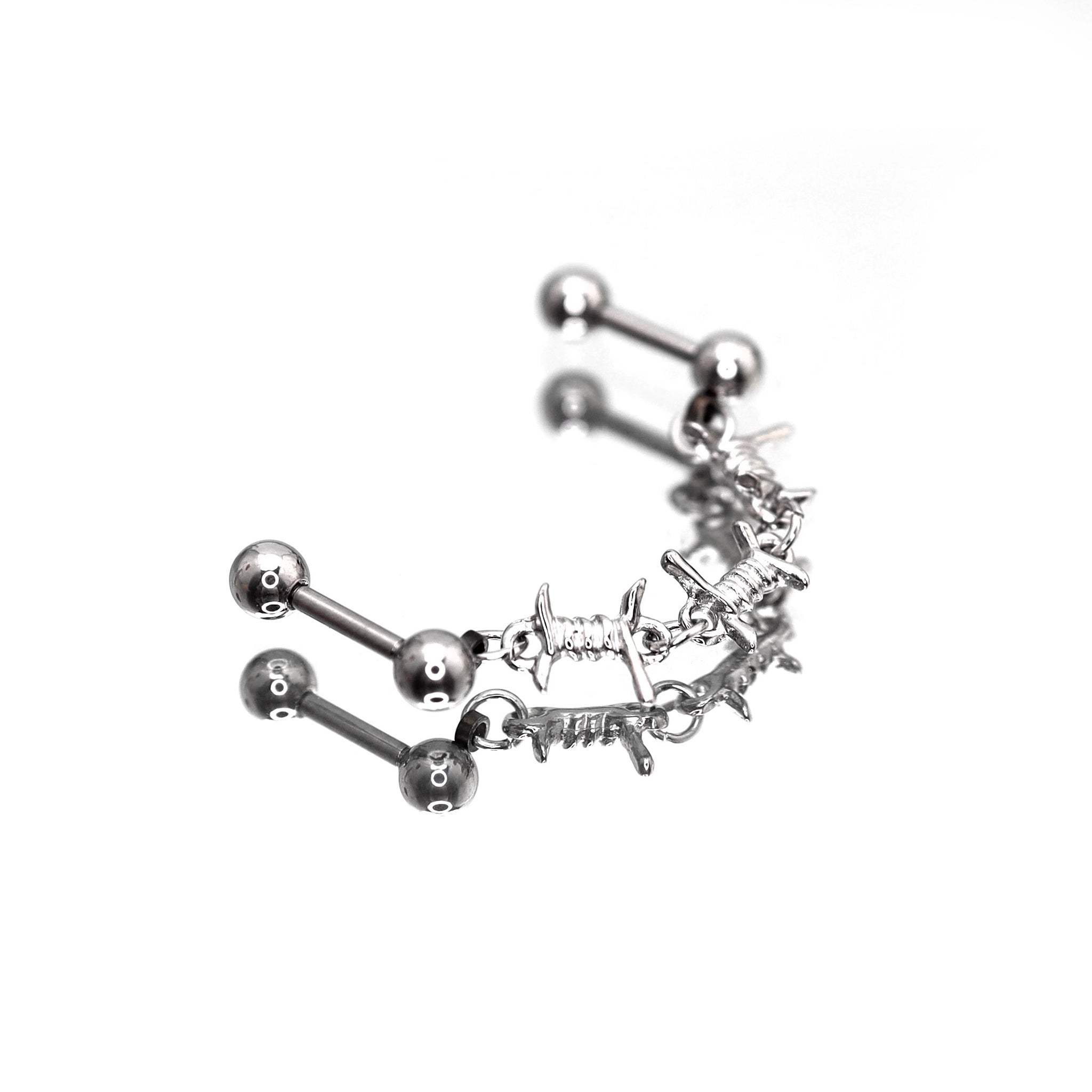 Knotted Bondage Double Hole stainless steel Ear Studs ph1