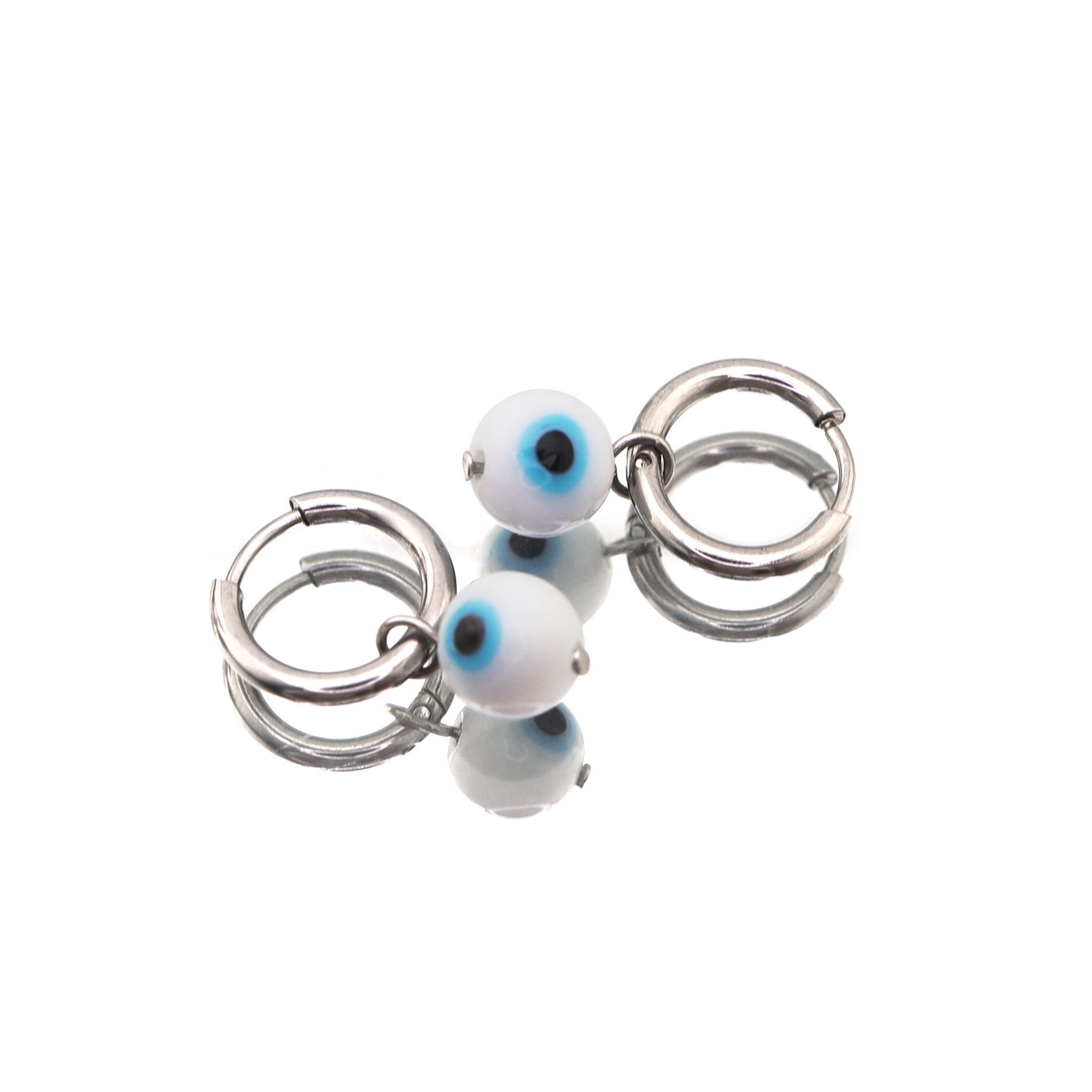 PAIR OF Blue Eyeball Pendant stainless steel Earrings ph1