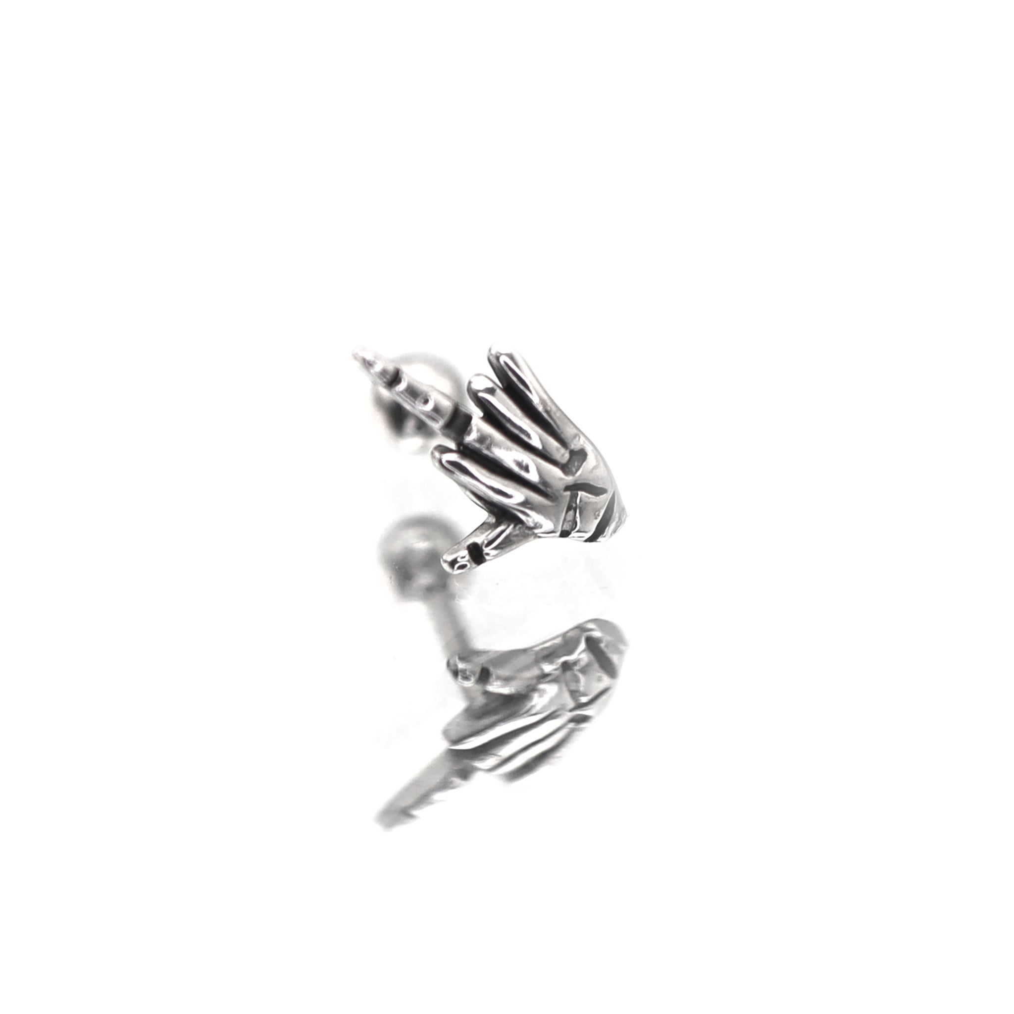 Domed Middle Finger stainless steel Ear Studs ph1