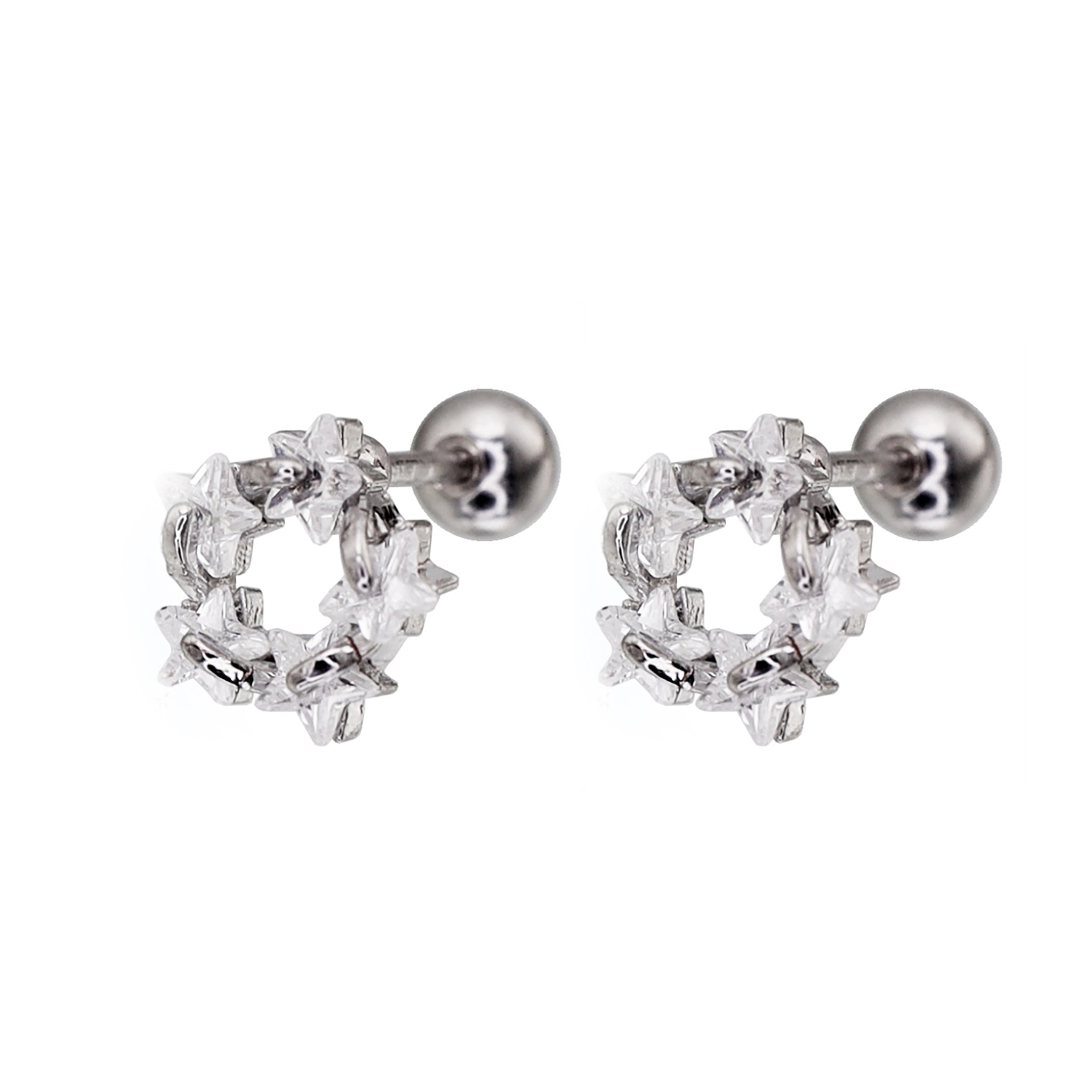 CZ Star Cluster stainless steel Ear Studs ph1