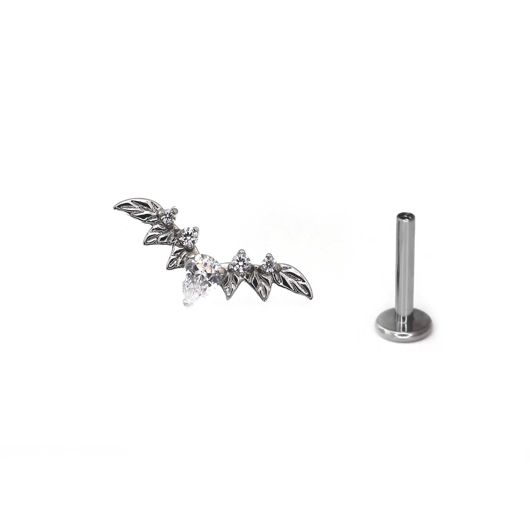 Teardrop CZ Bat Titanium Ear Studs ph1