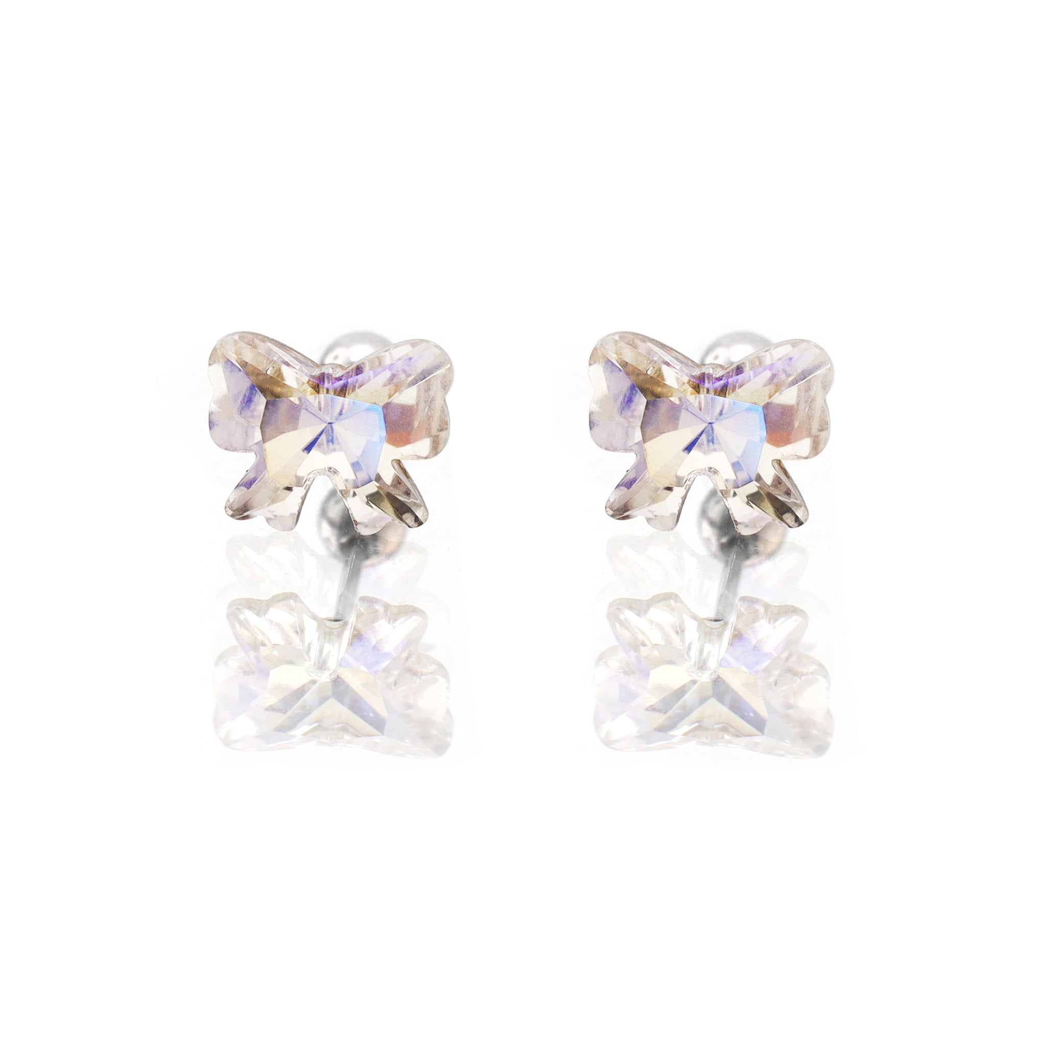 PAIR OF Sweet Bow Refractive CZ stainless steel Ear Studs ph1