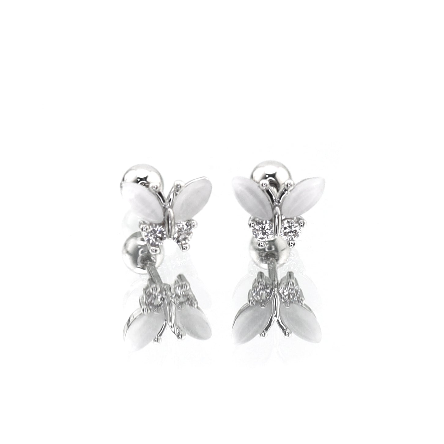 White Elegant CZ Butterfly stainless steel Ear Studs ph1