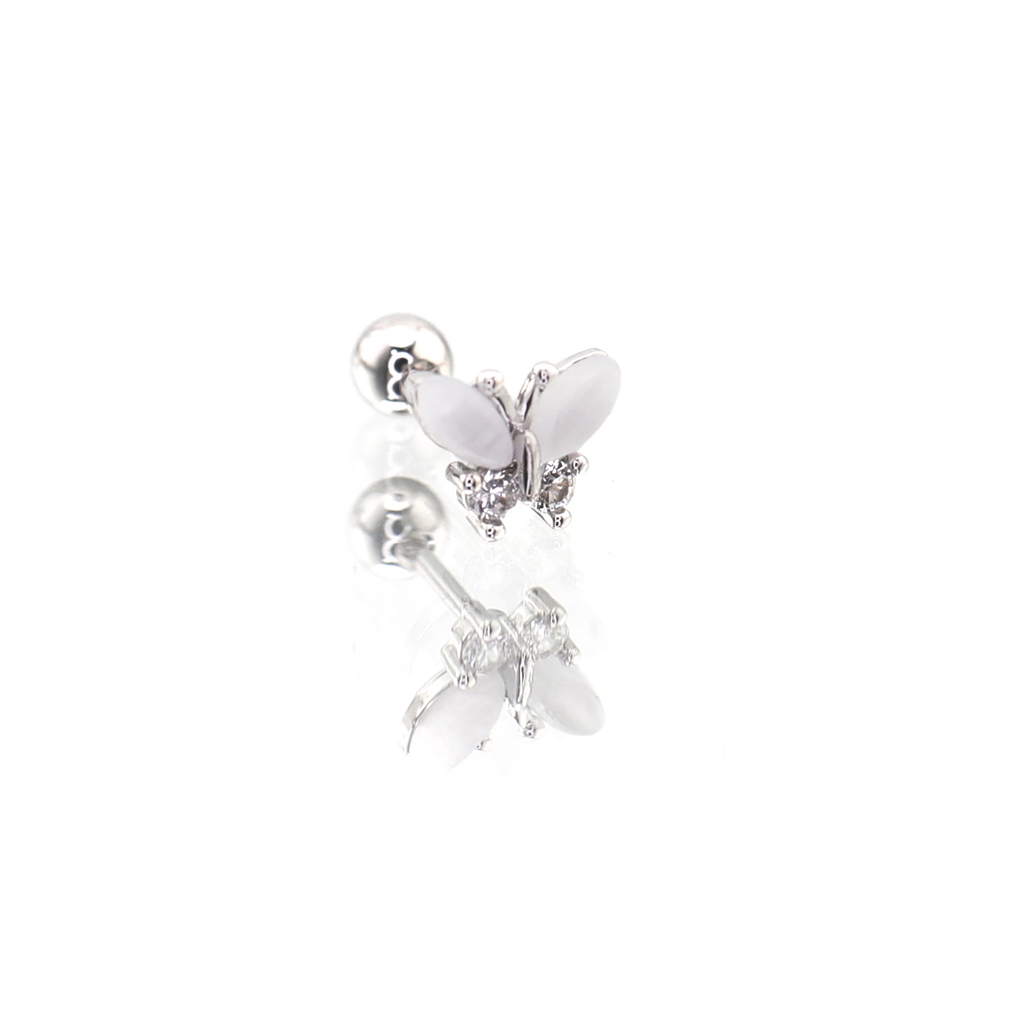 White Elegant CZ Butterfly stainless steel Ear Studs ph1