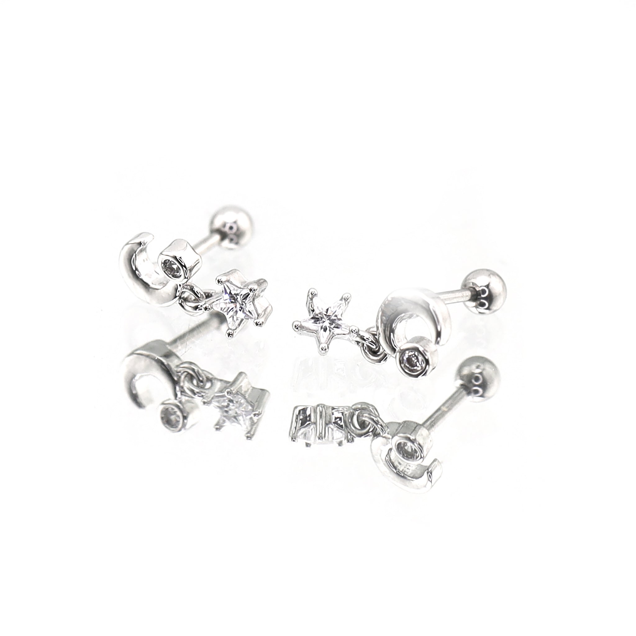 Star & Moon Dangle stainless steel Ear Studs ph1