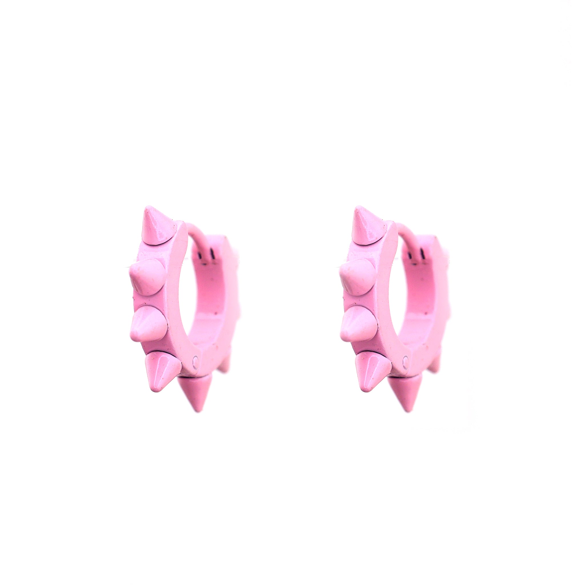 Pink Enamel Six-Spike tainless steel Earrings ph1