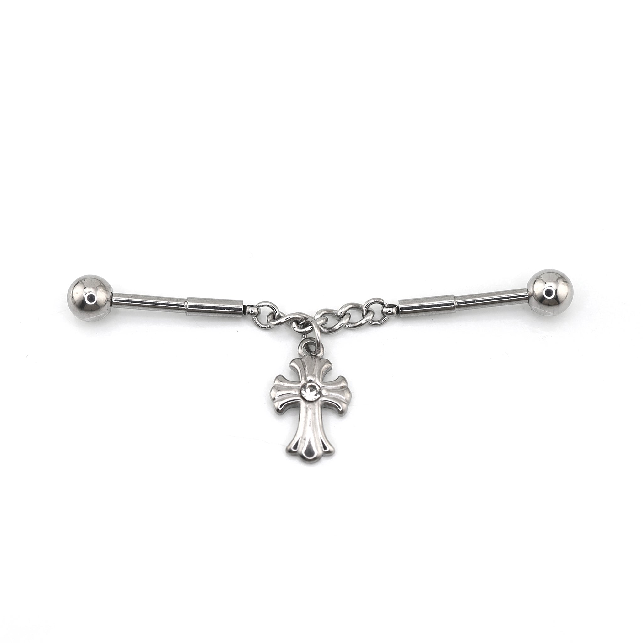 CZ Cross Chain tainless steel Industrial Barbell ph1