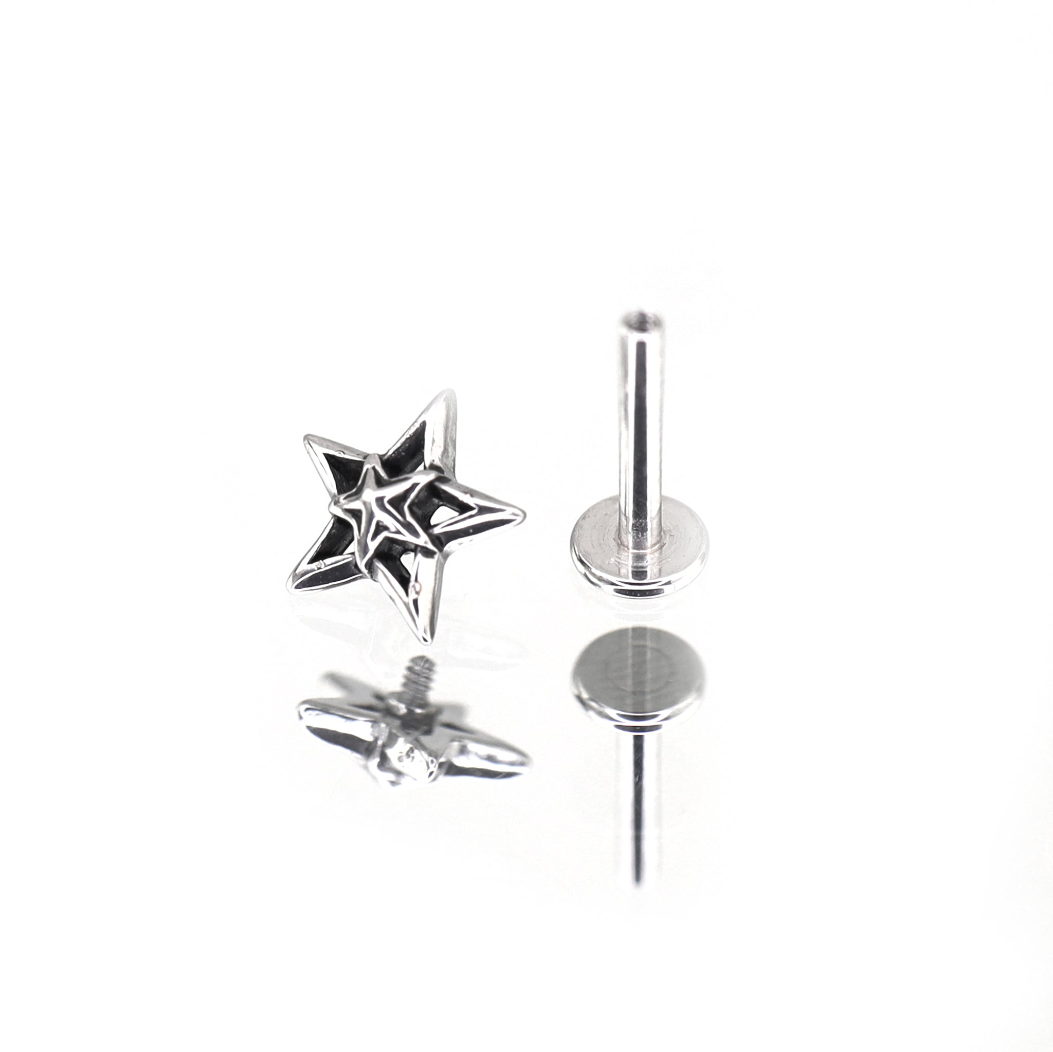 Oil Slick Pentagram Internally Threaded tainless steel Studs ph1