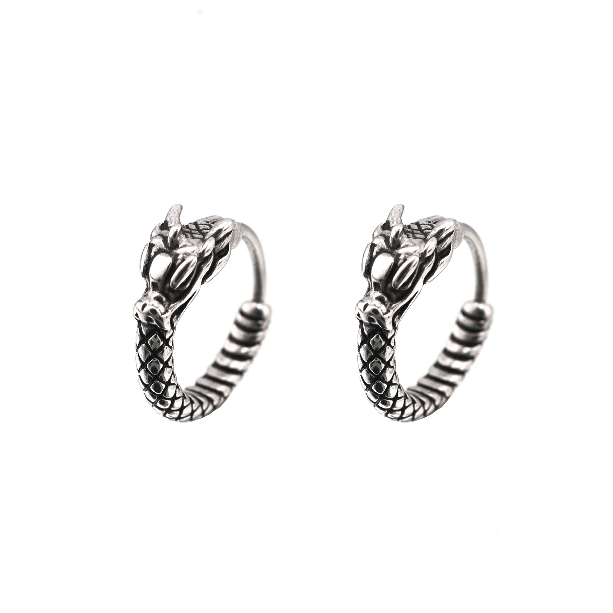Vintage Engraved Dragon tainless steel Earrings ph1