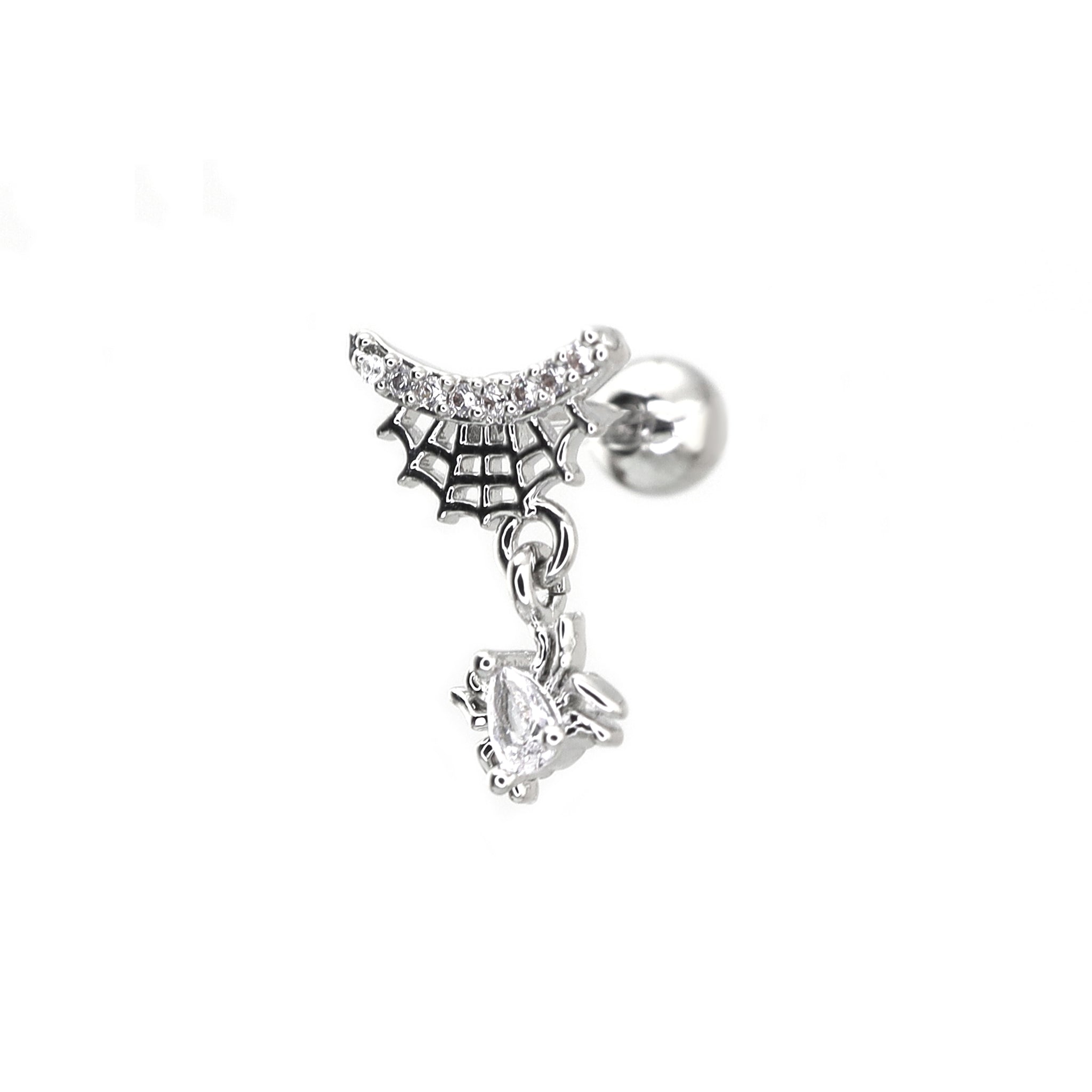 CZ Dangle Spider Web Thin Gauge Ear Studs ph1