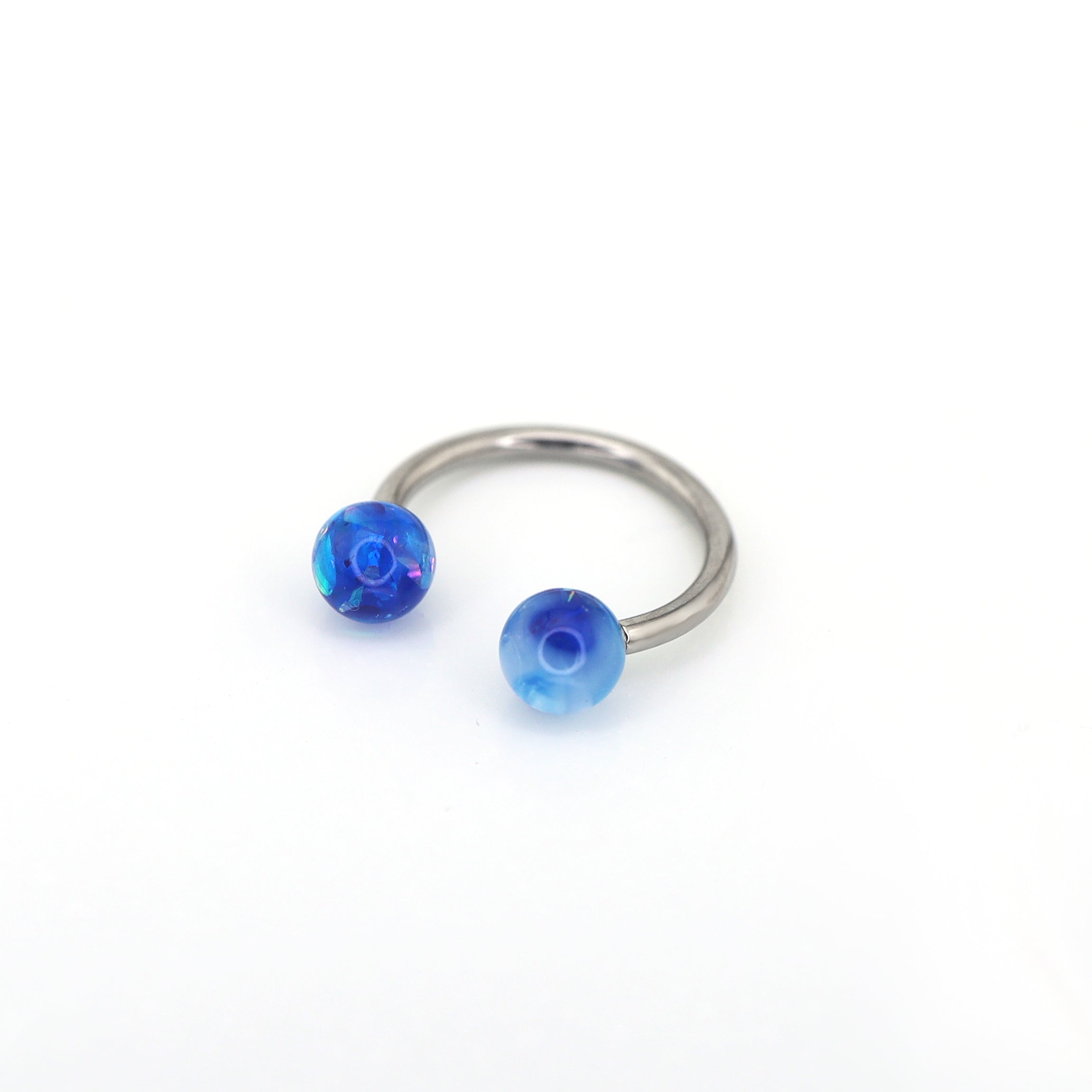Acrylic Opalite stainless steel Horseshoe Ring ph1