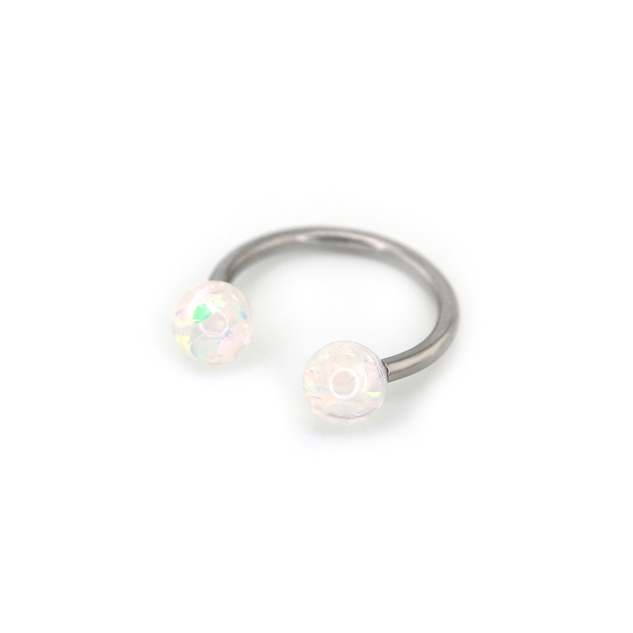 Acrylic Opalite stainless steel Horseshoe Ring ph1