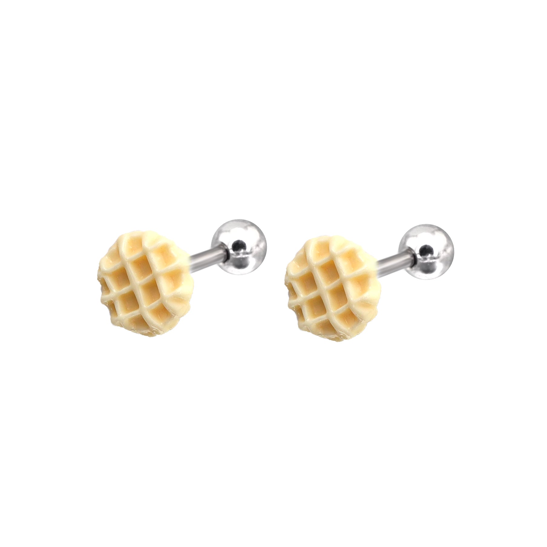 Cute Waffle stainless steel Ear Studs ph1