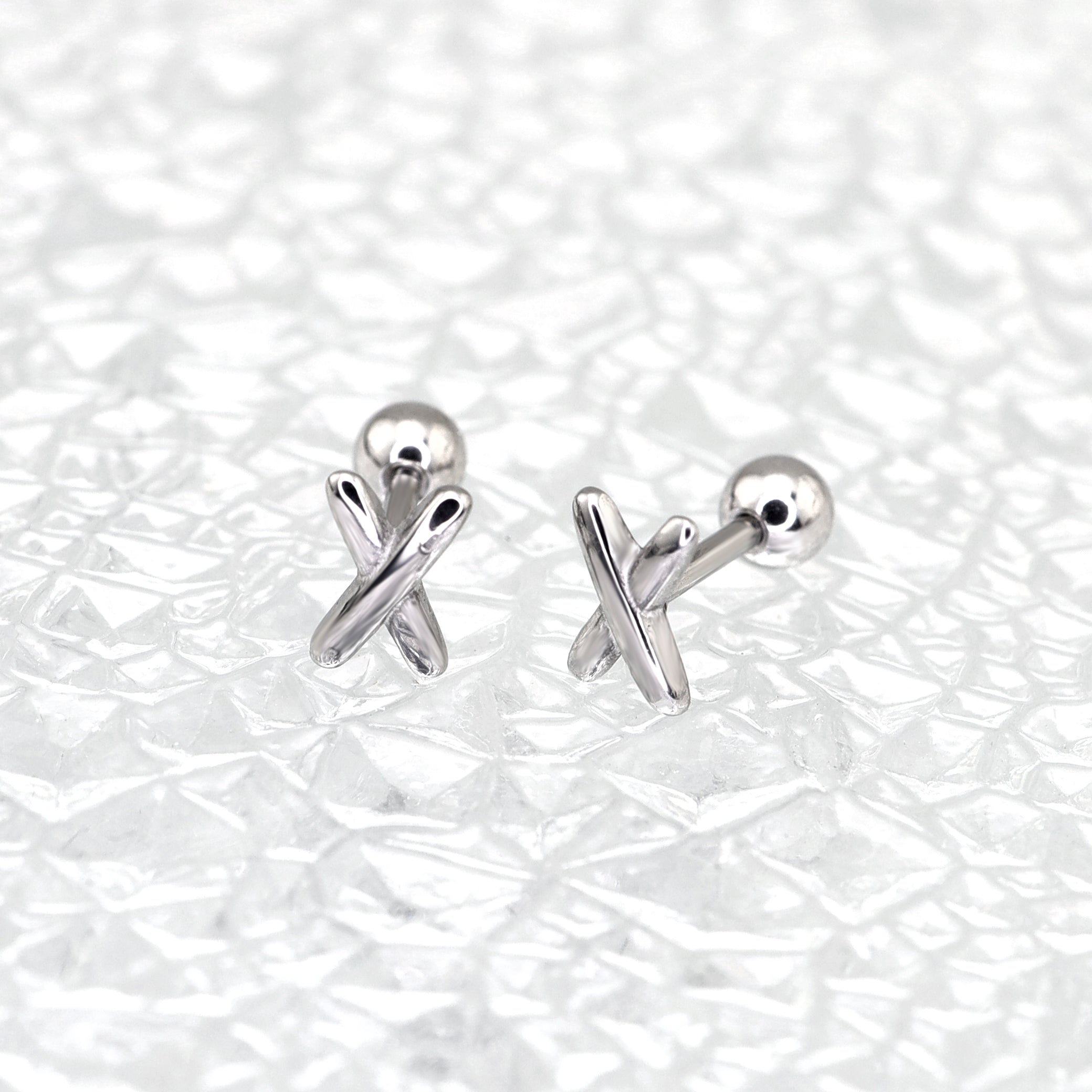 "X" Design stainless steel Ear Studs ph1