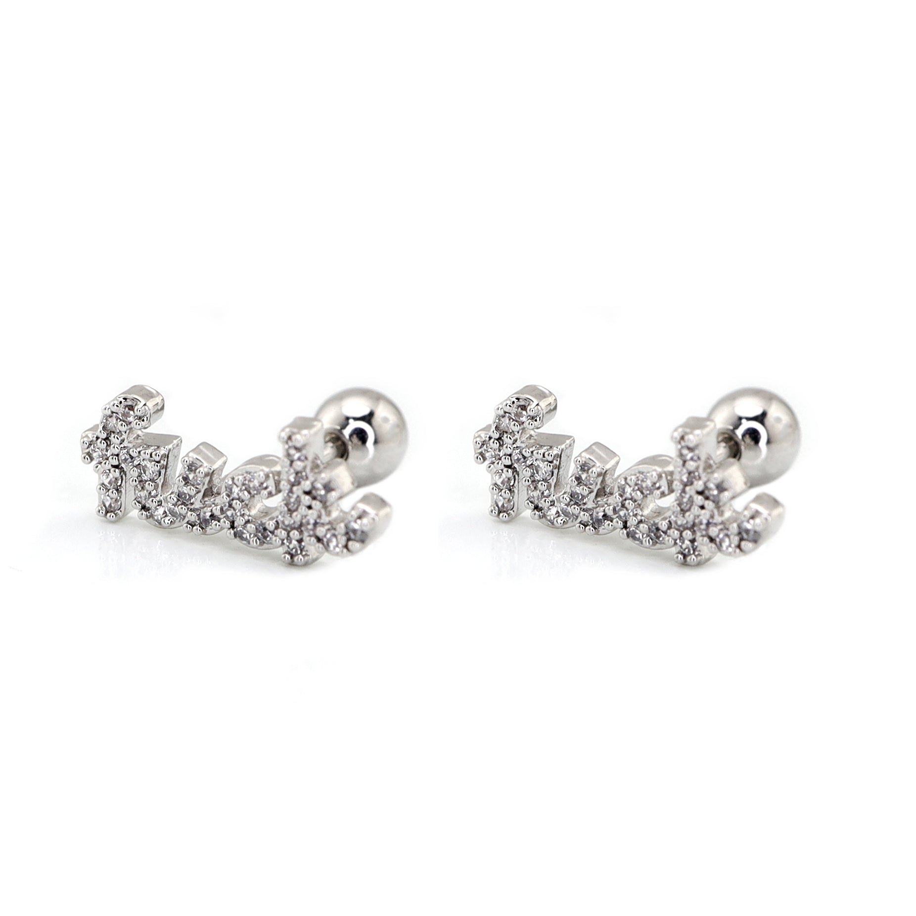 20G Full CZ "FUCK" Text Ear Studs ph1