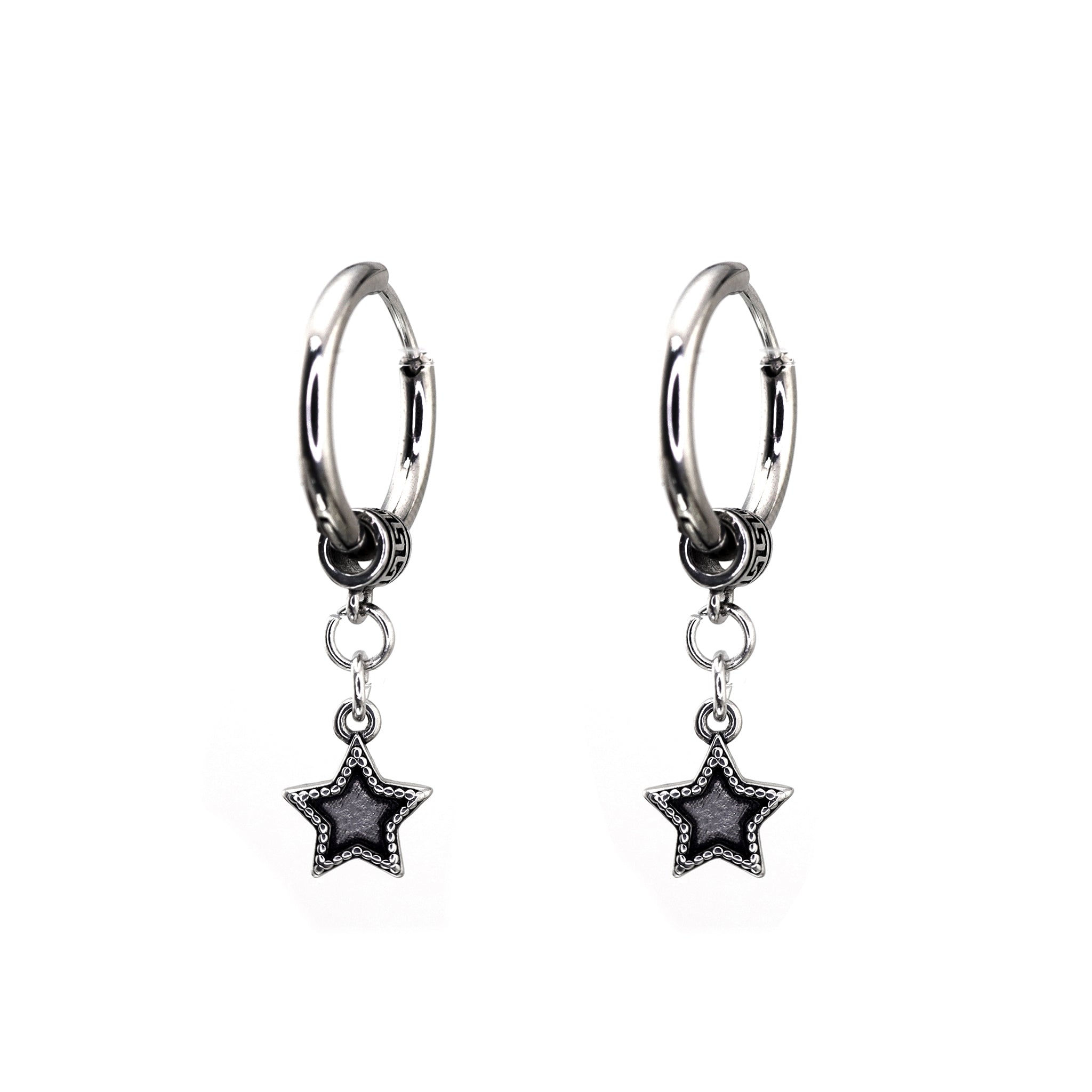 Black Star Dangle stainless steel Earrings ph1