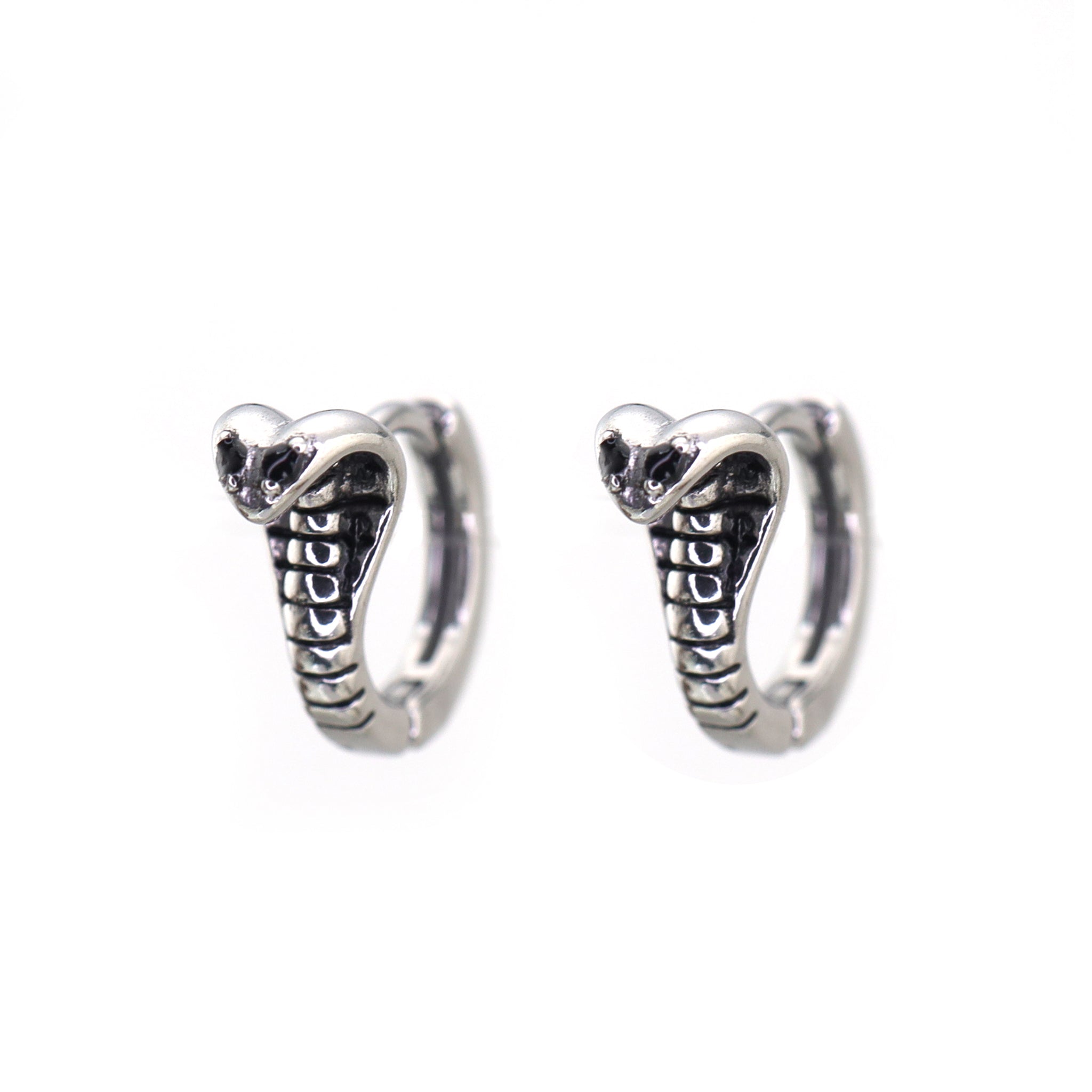 Black CZ Cobra stainless steel Earrings ph1