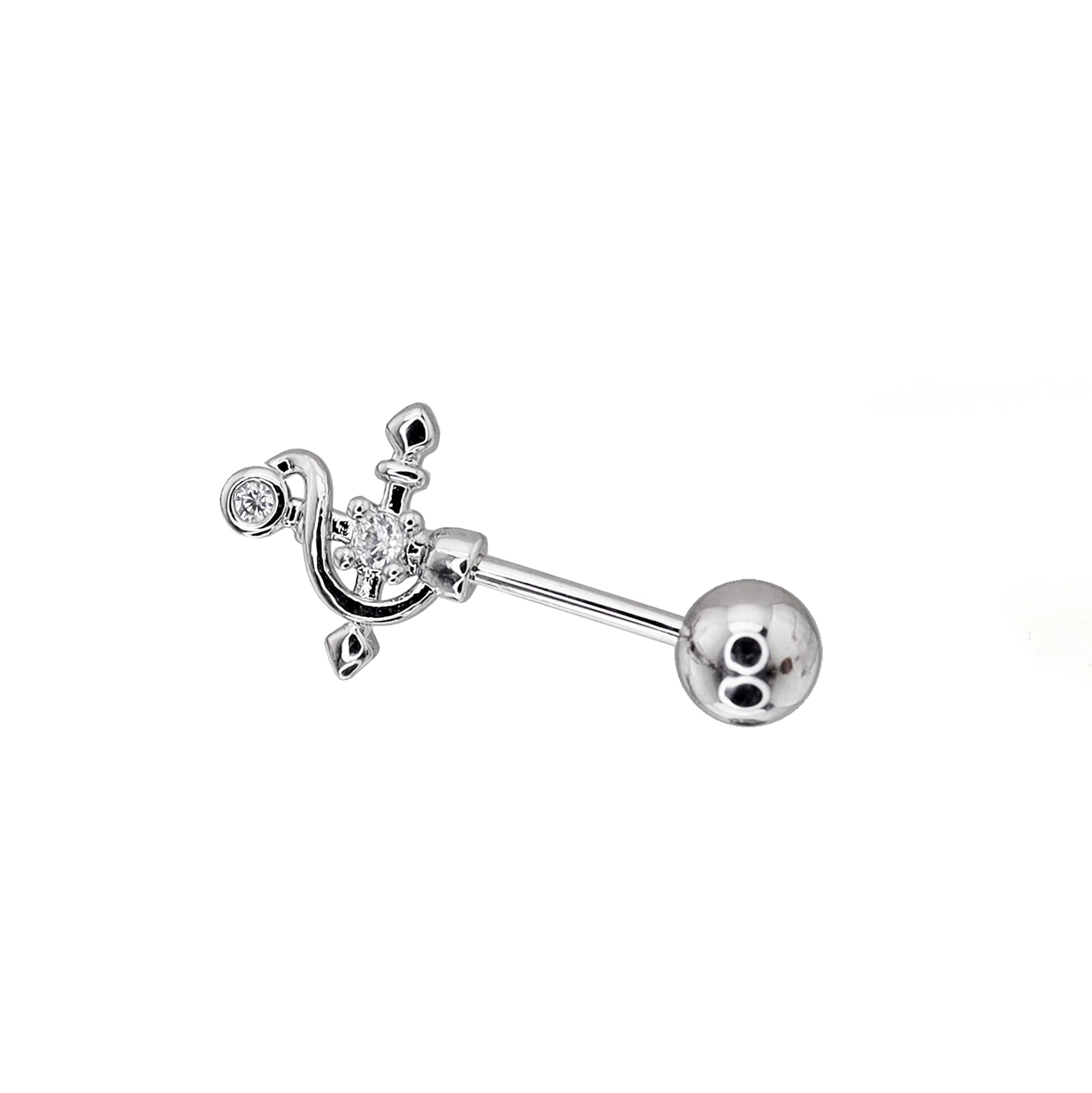 CZ Magic Wand Cross Helix Studs ph1