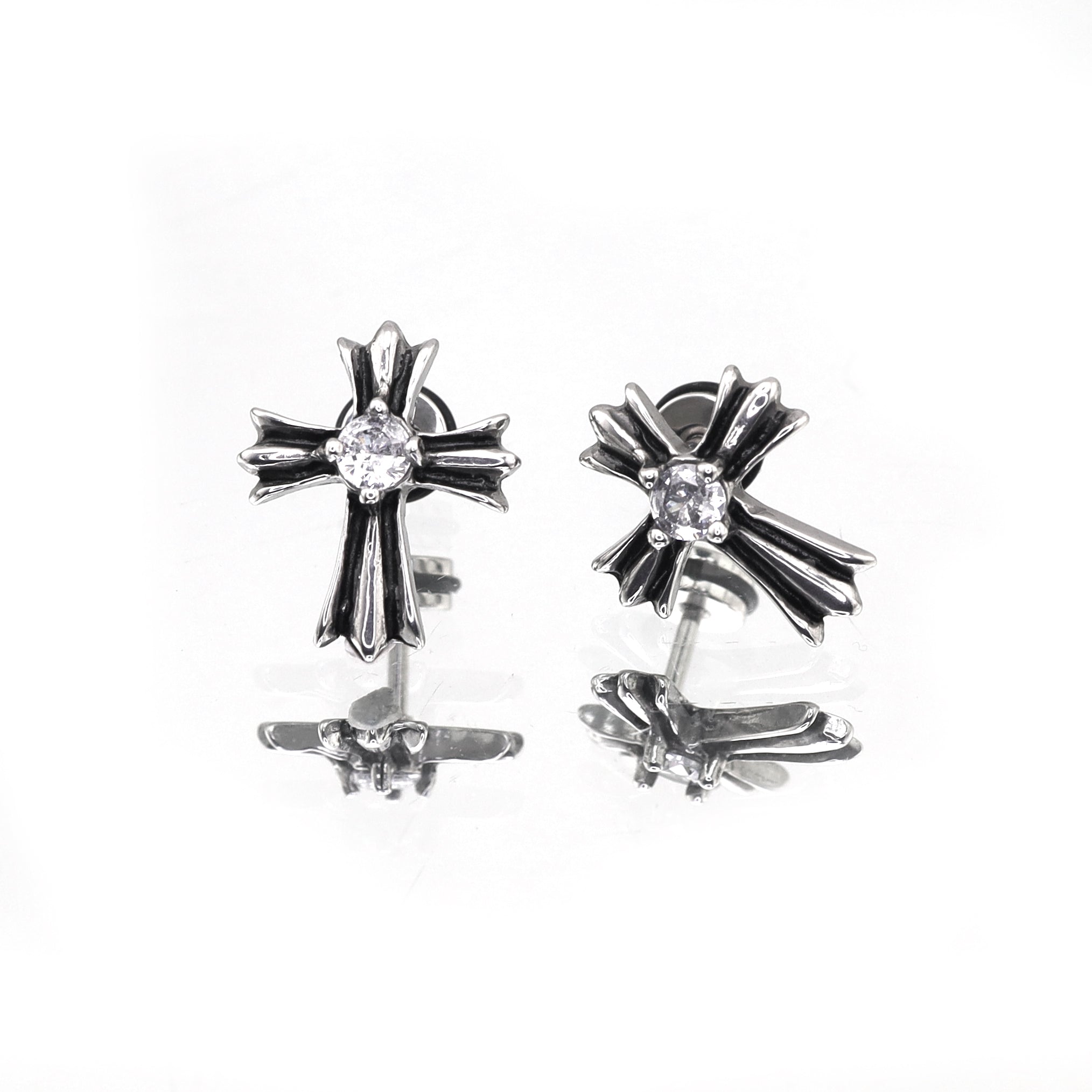 Chrome Hearts Style CZ Cross stainless steel Ear Studs ph1