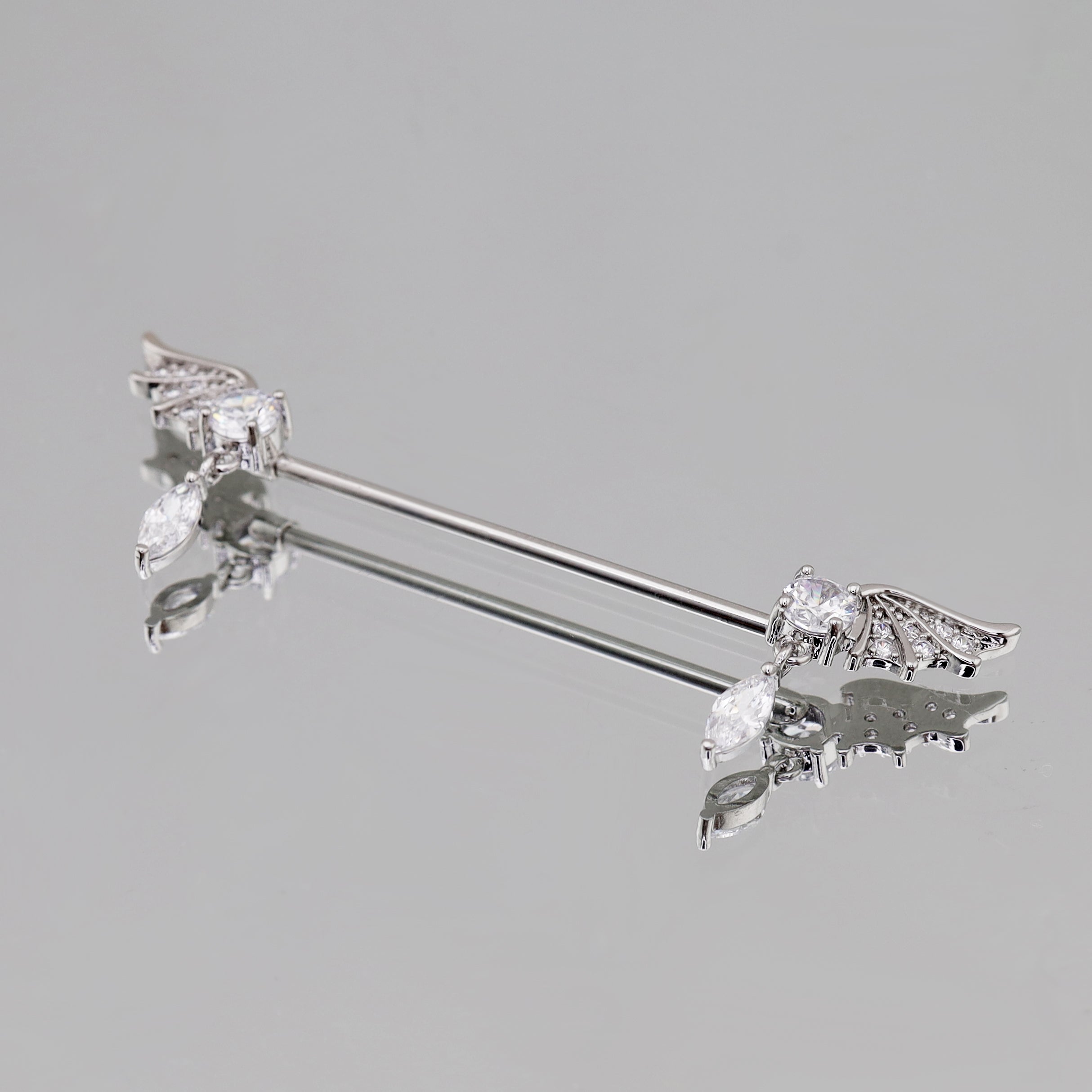Wing CZ Pendant stainless steel Industrial Barbell ph1