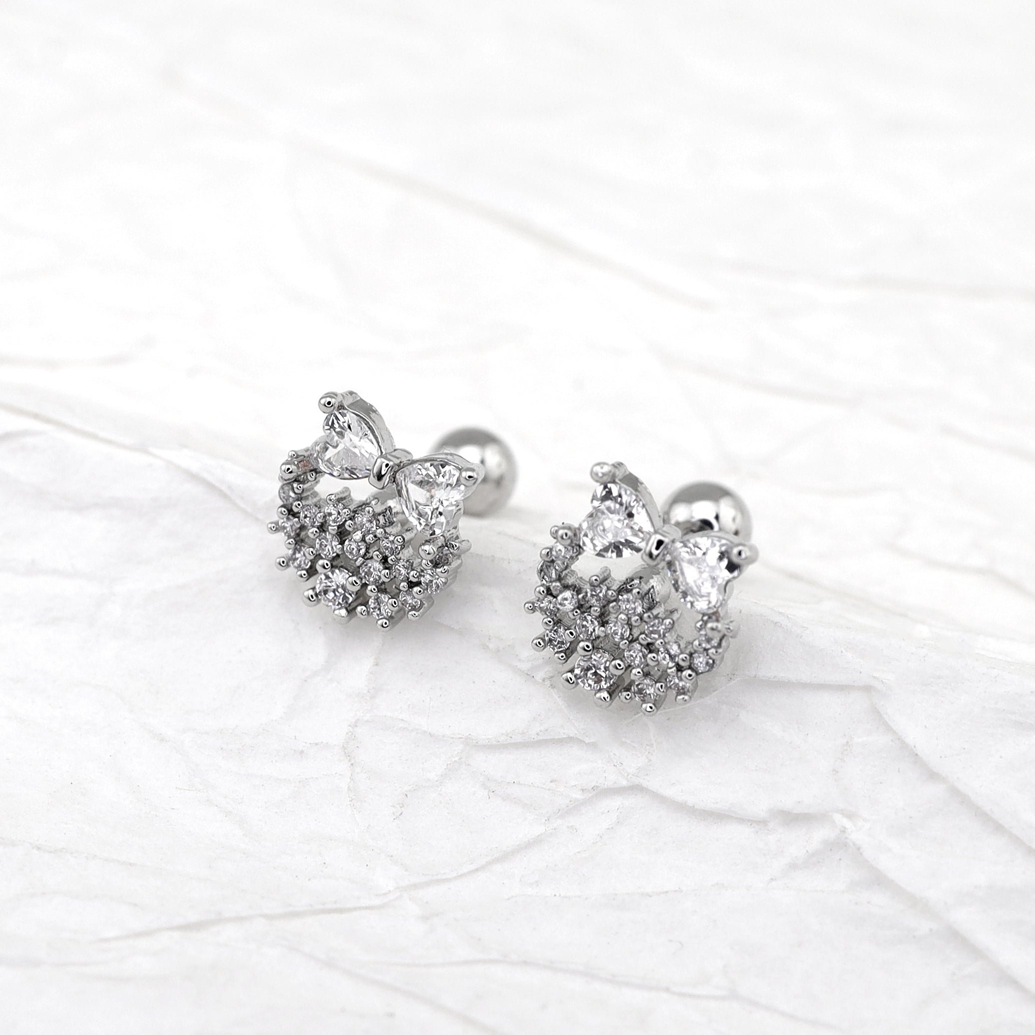 20G Thin Bow Floral Halo Ear Studs ph1