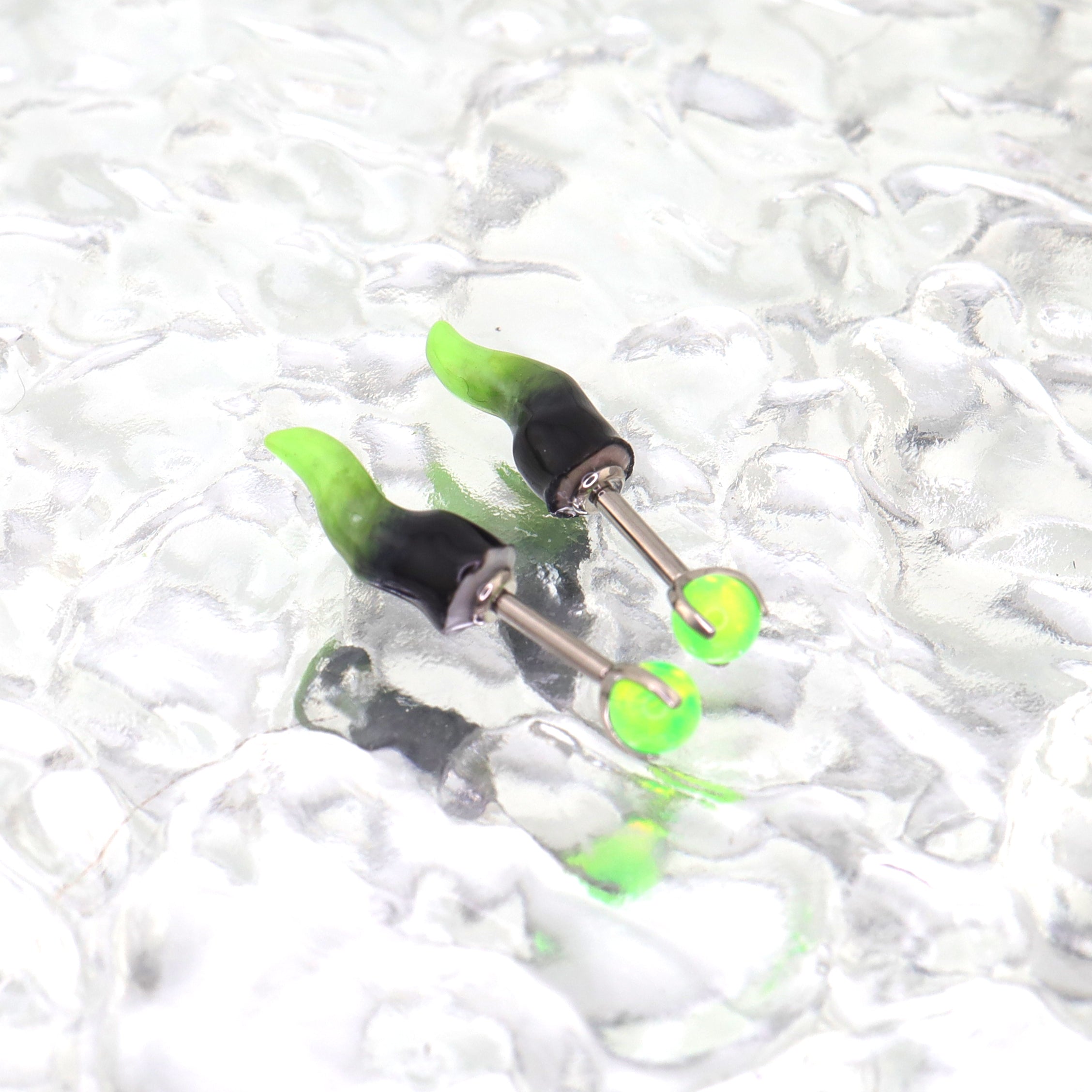 PAIR OF Satan Demon Horn Titanium Cartilage Studs ph1