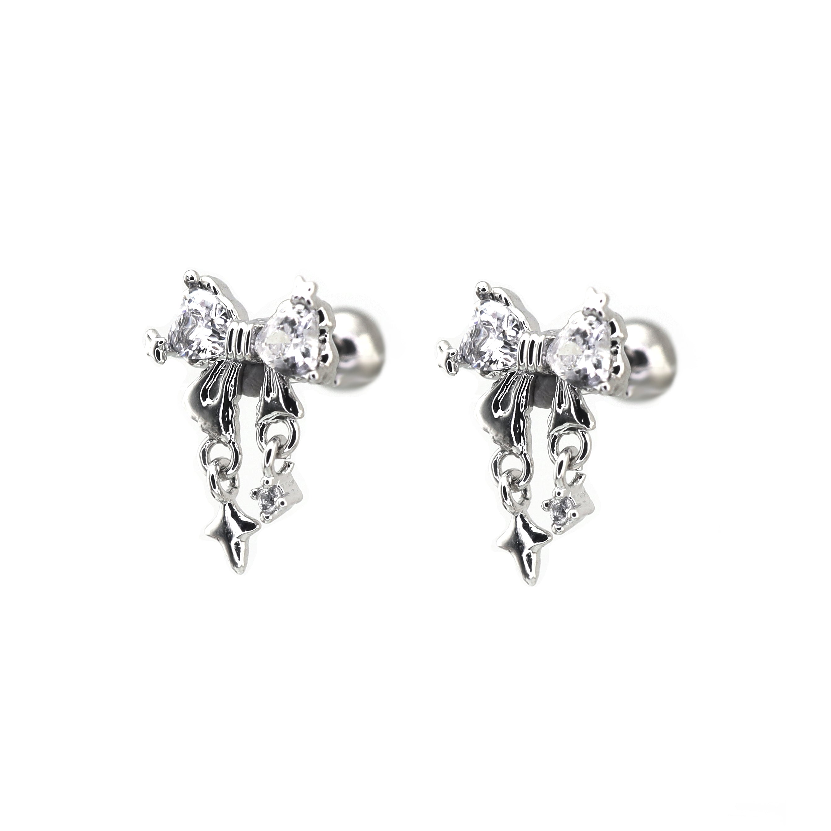 20G Thin Bow Dangle Ear Studs ph1