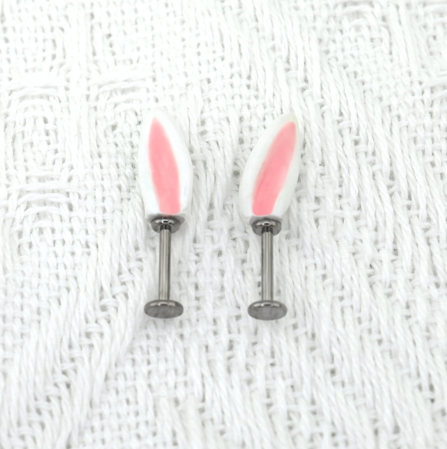 PAIR OF Bunny Ear Titanium Helix Studs ph1