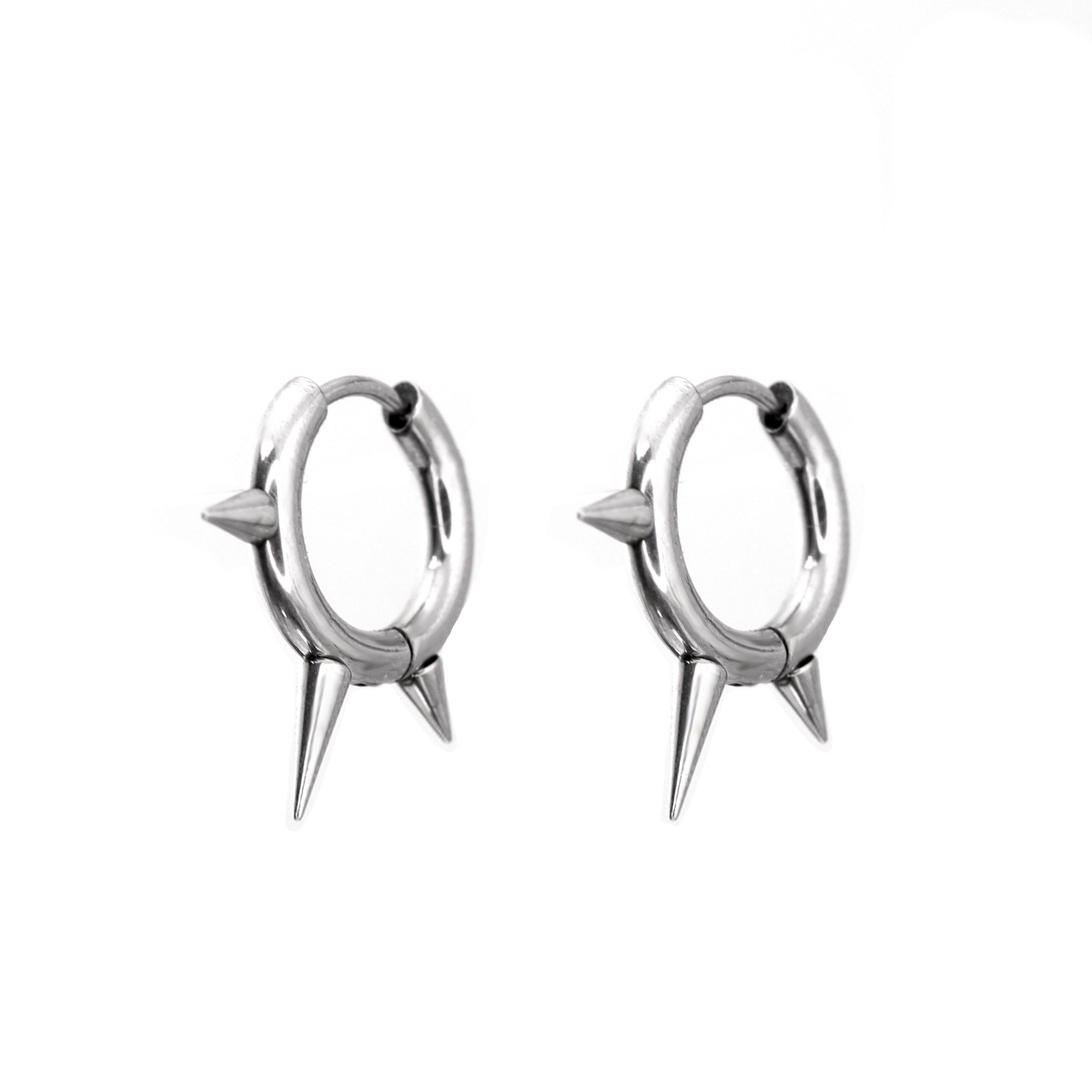PAIR OF Black & White Spike stainless steel Ear Rings ph1