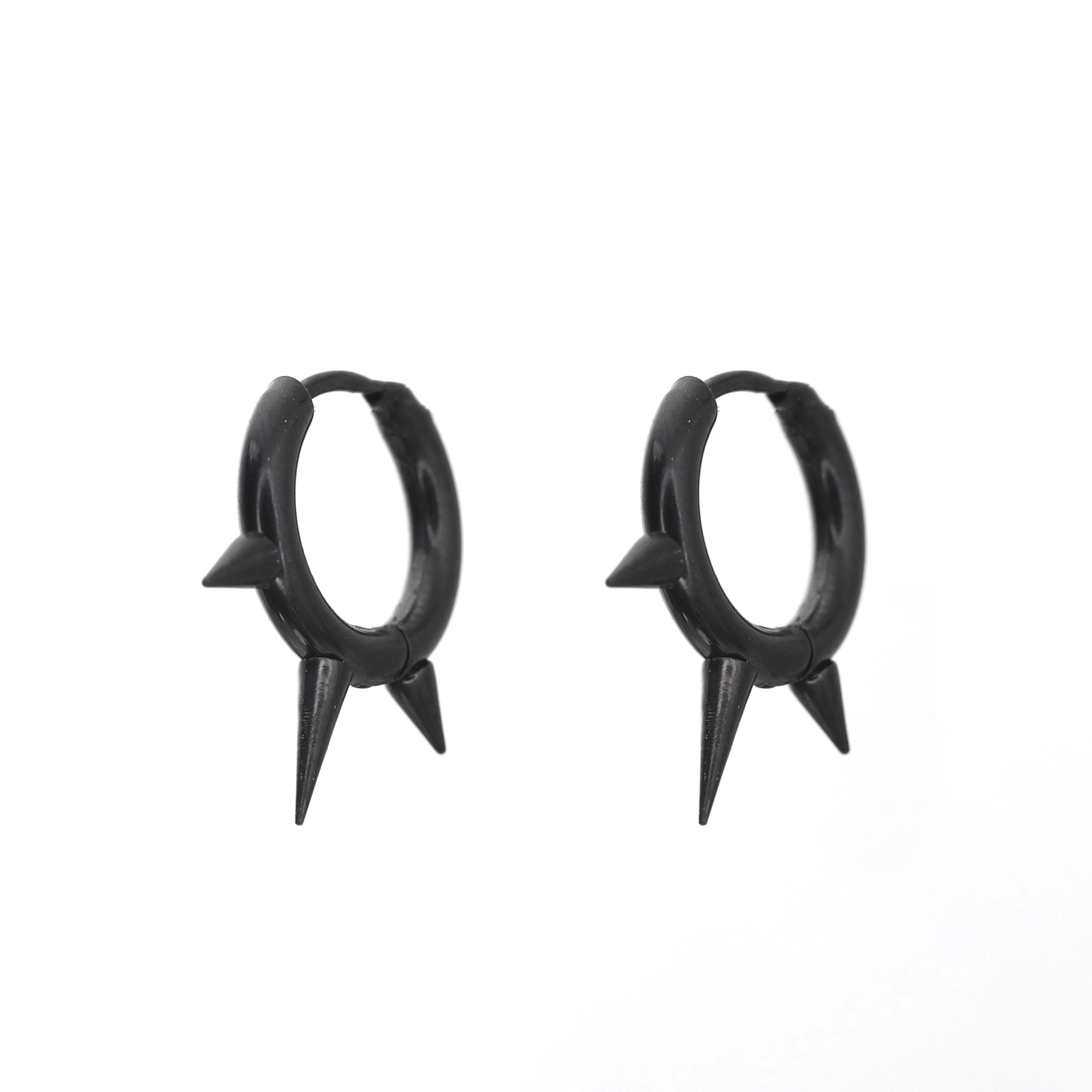 PAIR OF Black & White Spike stainless steel Ear Rings ph1