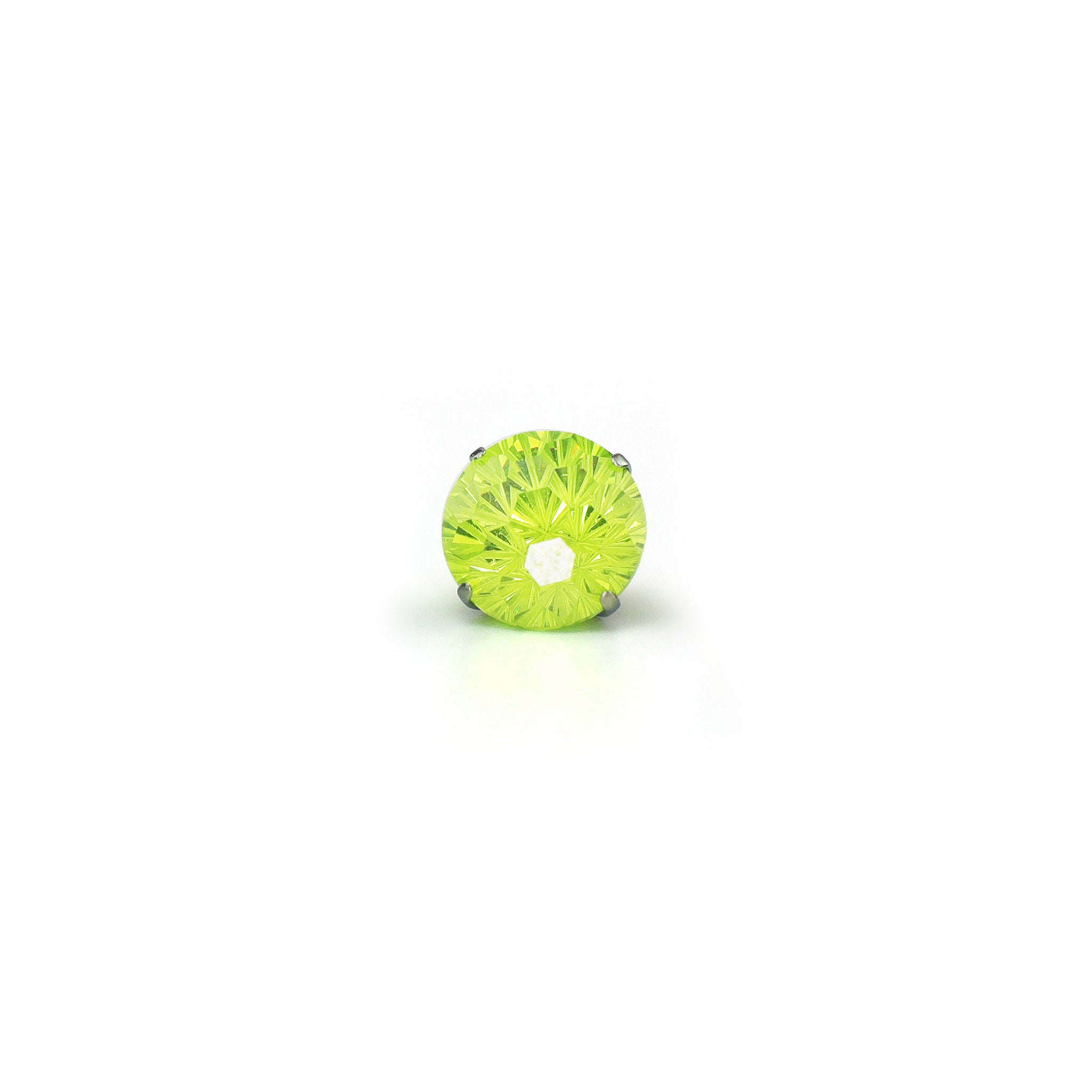 Green Firework-Cut CZ Titanium Studs
