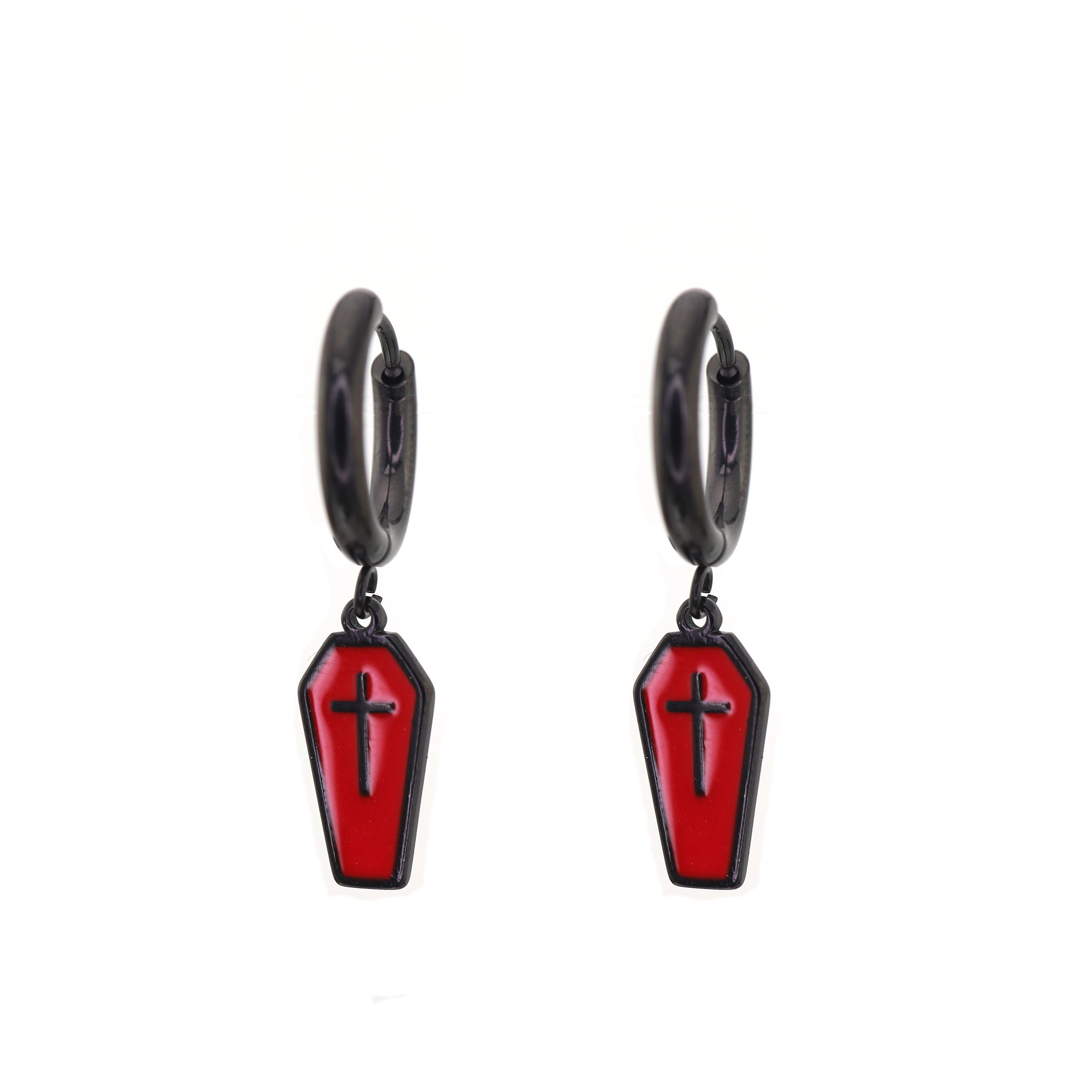 PAIR OF Coffin Cross stainless steel Earring ph1
