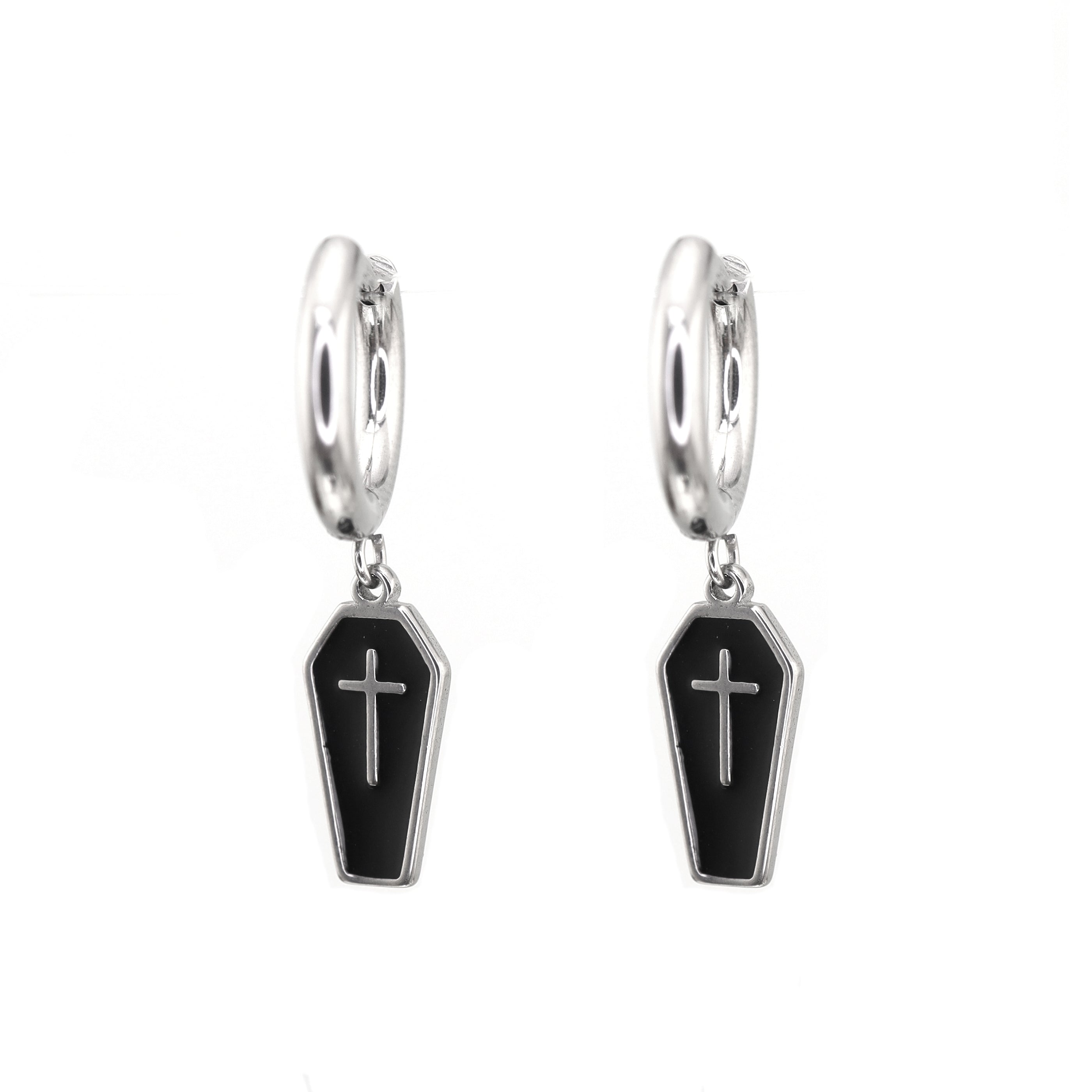 PAIR OF Coffin Cross stainless steel Earring ph1