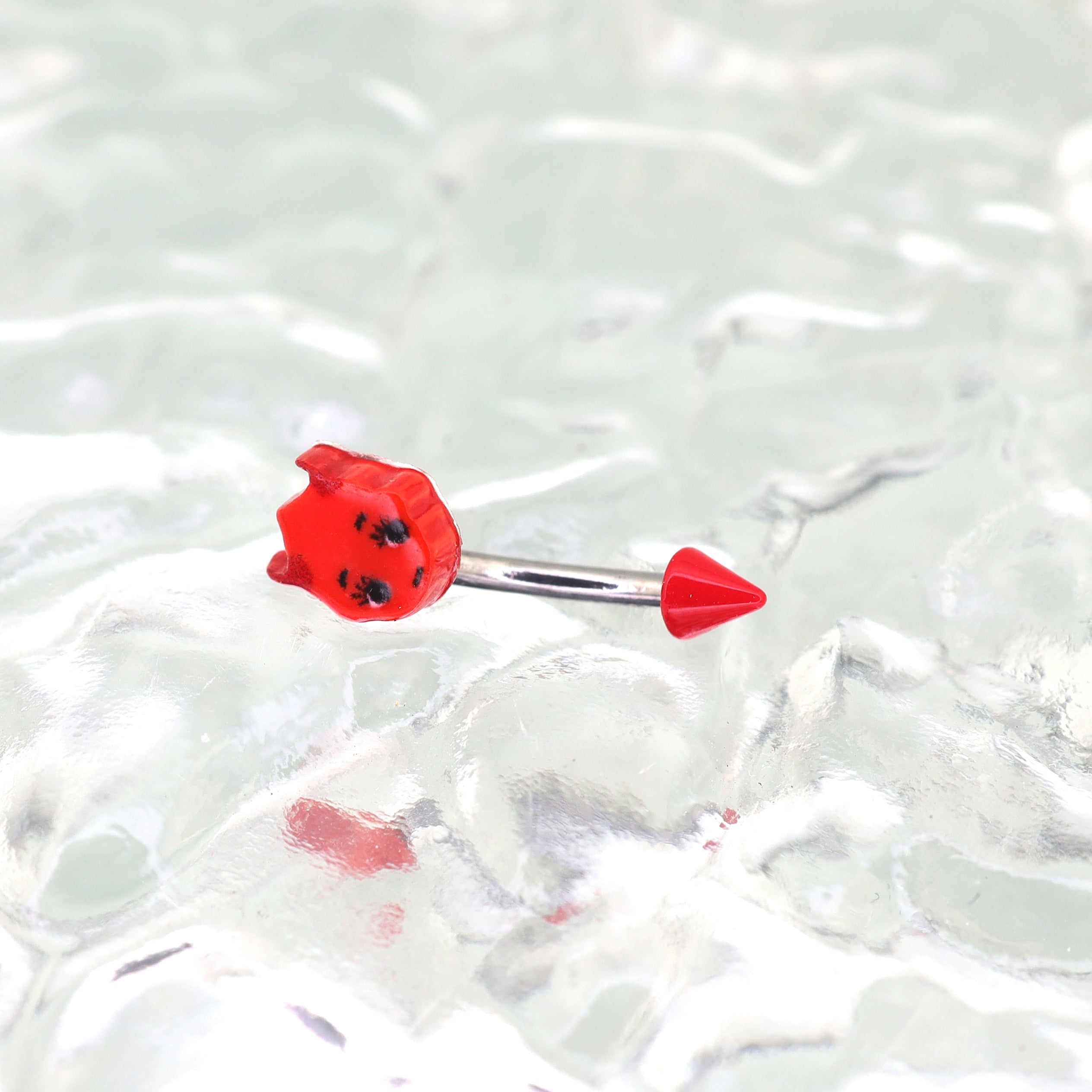 Red Demon stainless steel Rook Stud ph1
