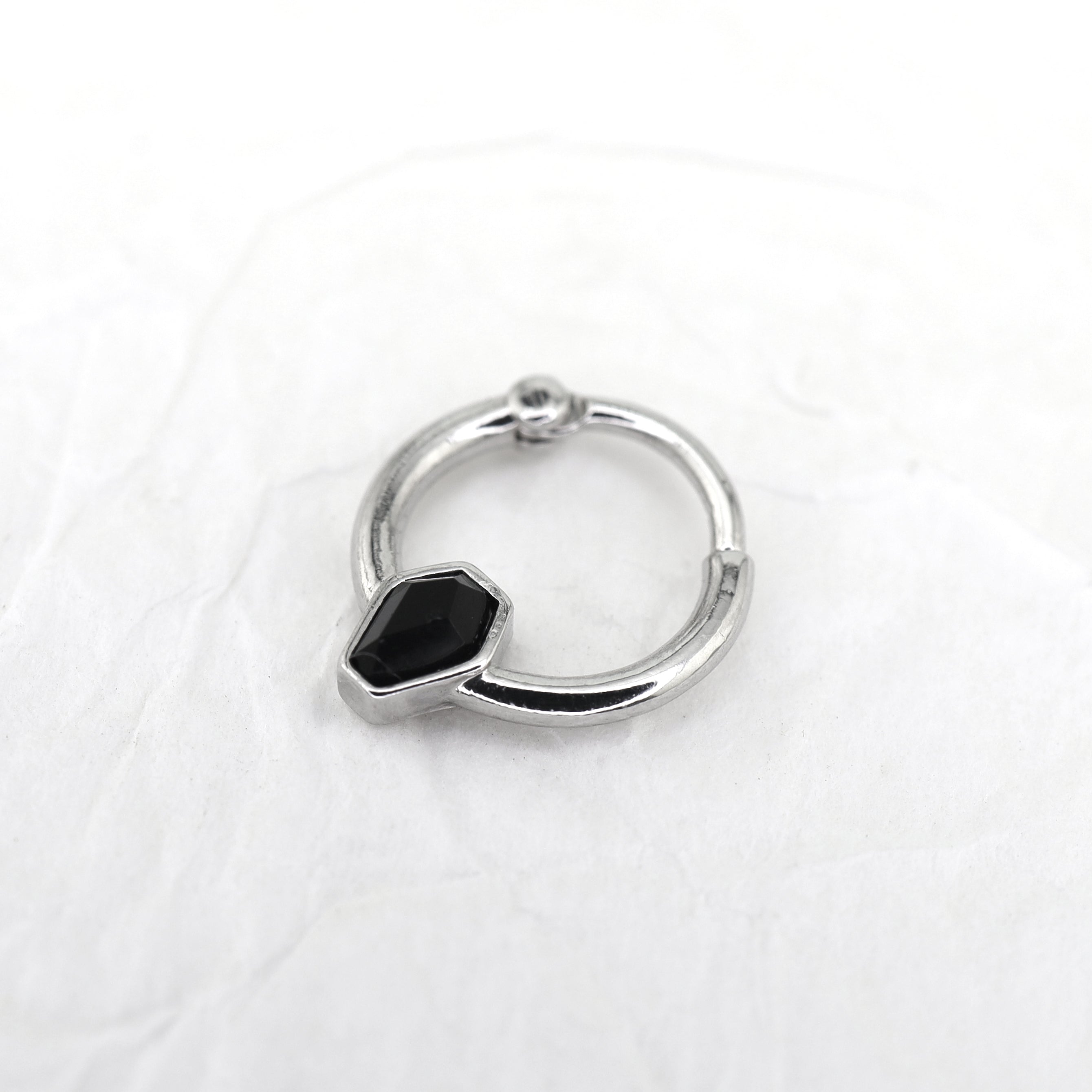 Black CZ Coffin stainless steel Clicker Ring ph1