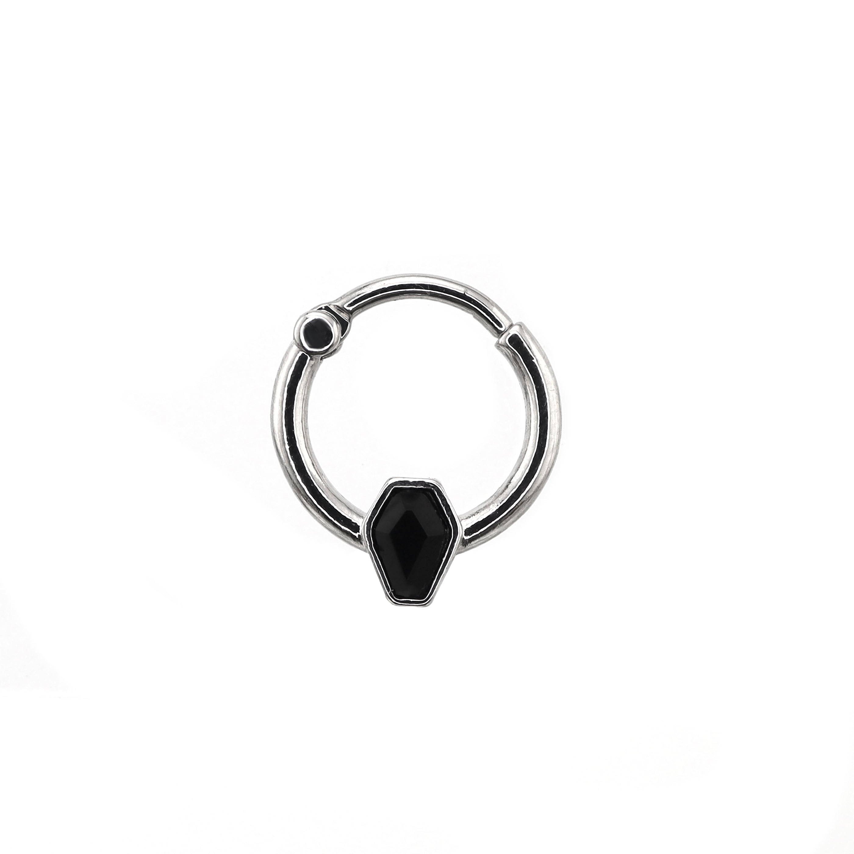 Black CZ Coffin stainless steel Clicker Ring ph1