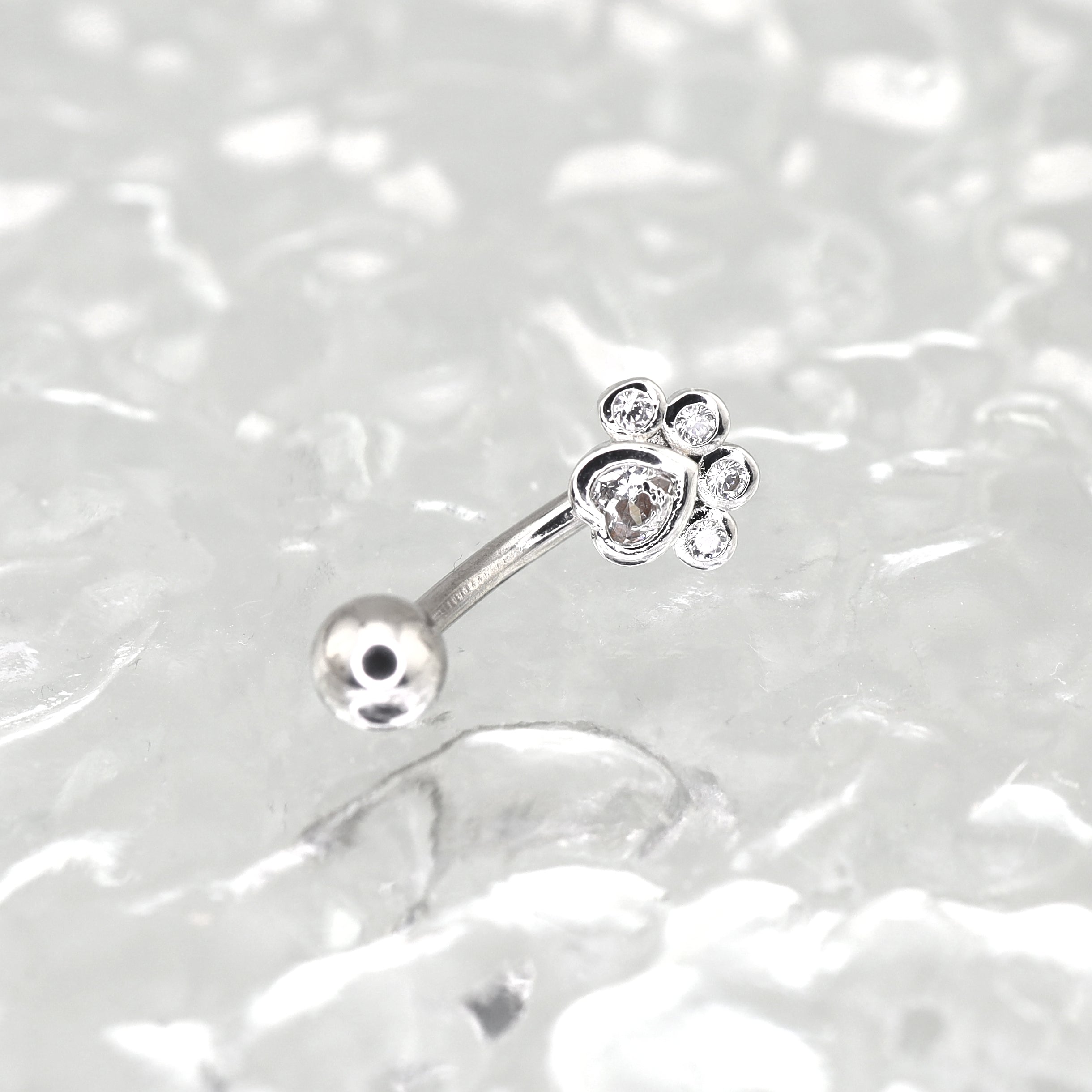 Cat Paw CZ stainless steel Navel Ring ph1