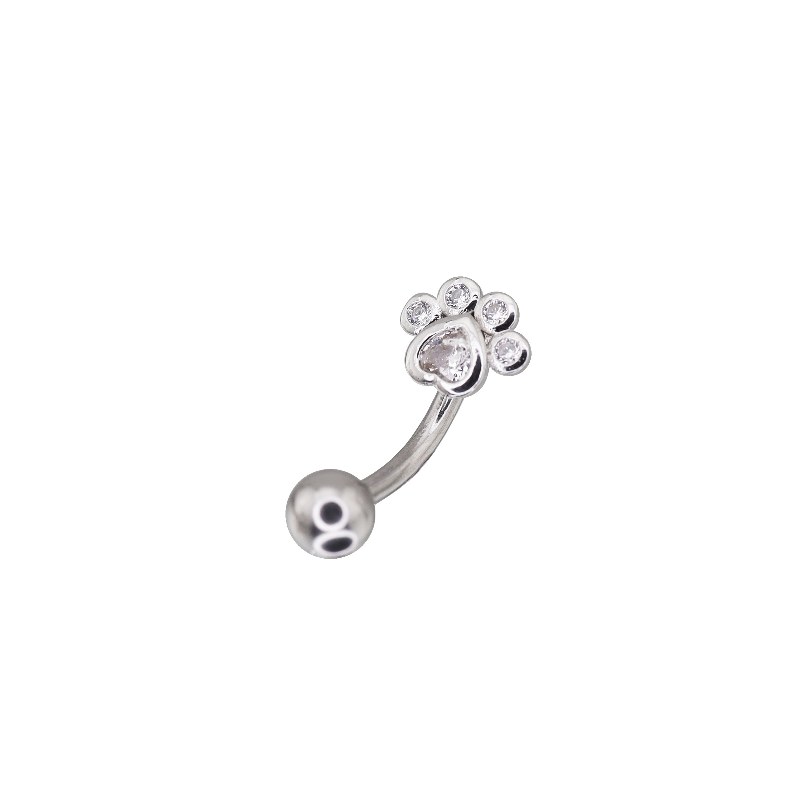Cat Paw CZ stainless steel Navel Ring ph1