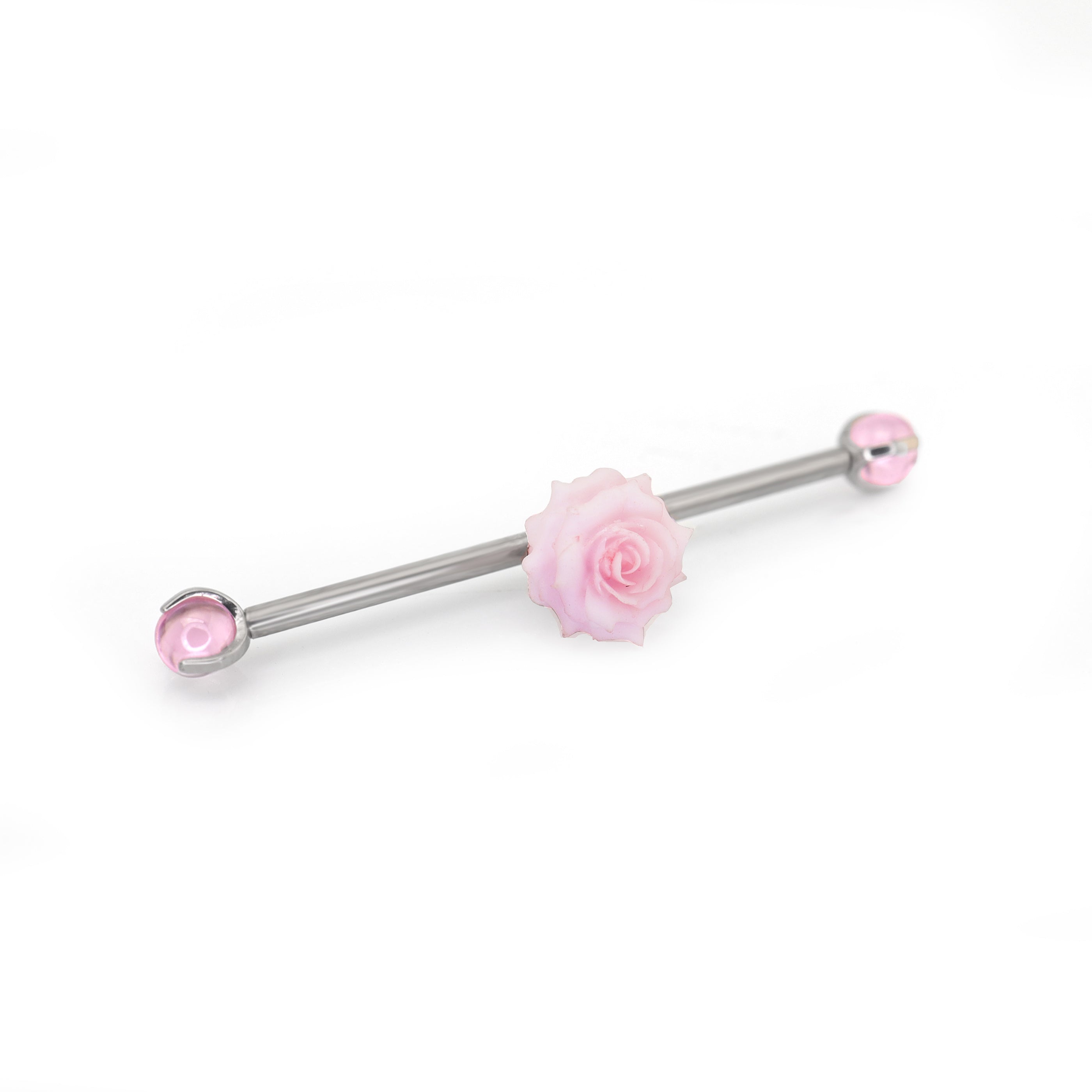Floral CZ Ball Titanium Industrial Barbell ph1