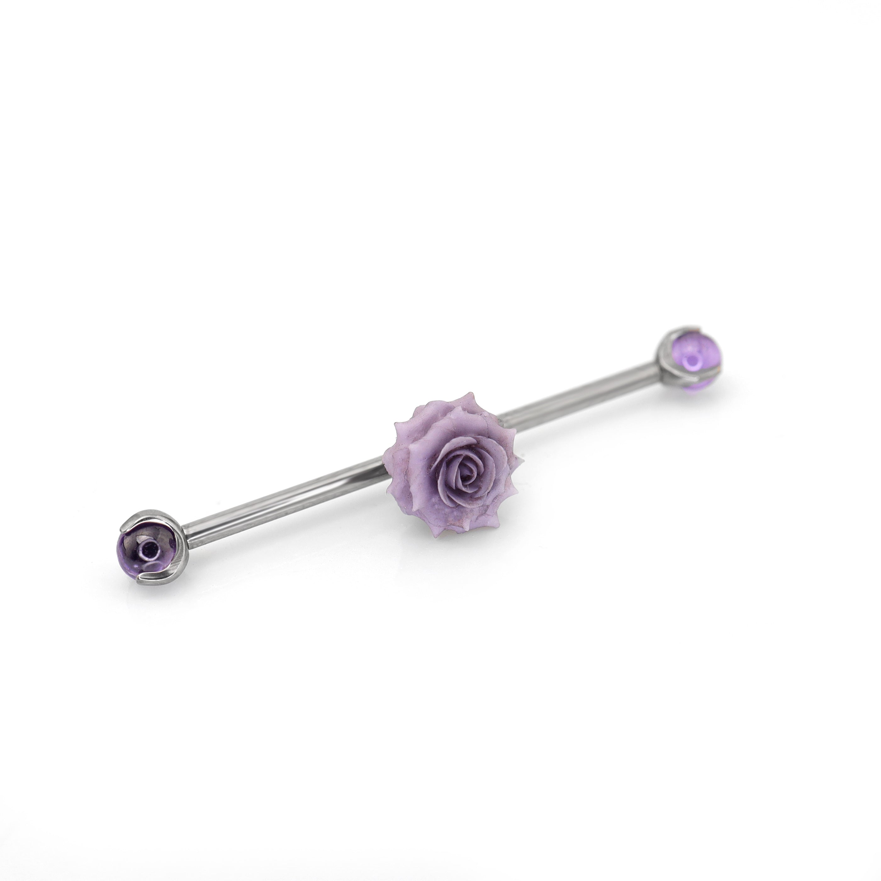 Floral CZ Ball Titanium Industrial Barbell ph1