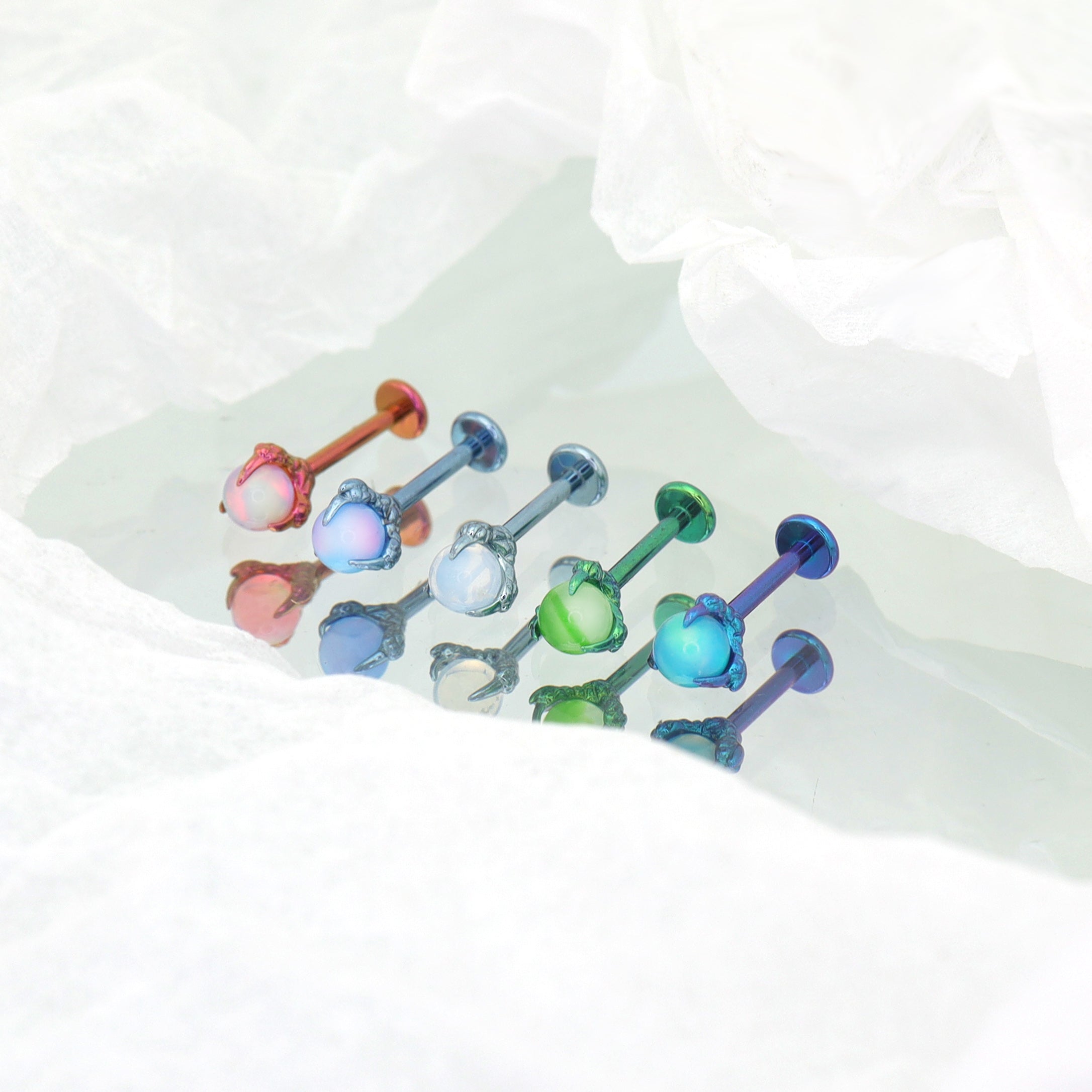 Dragon Claw Opal Internally Threaded Titanium Ear Stud ph1