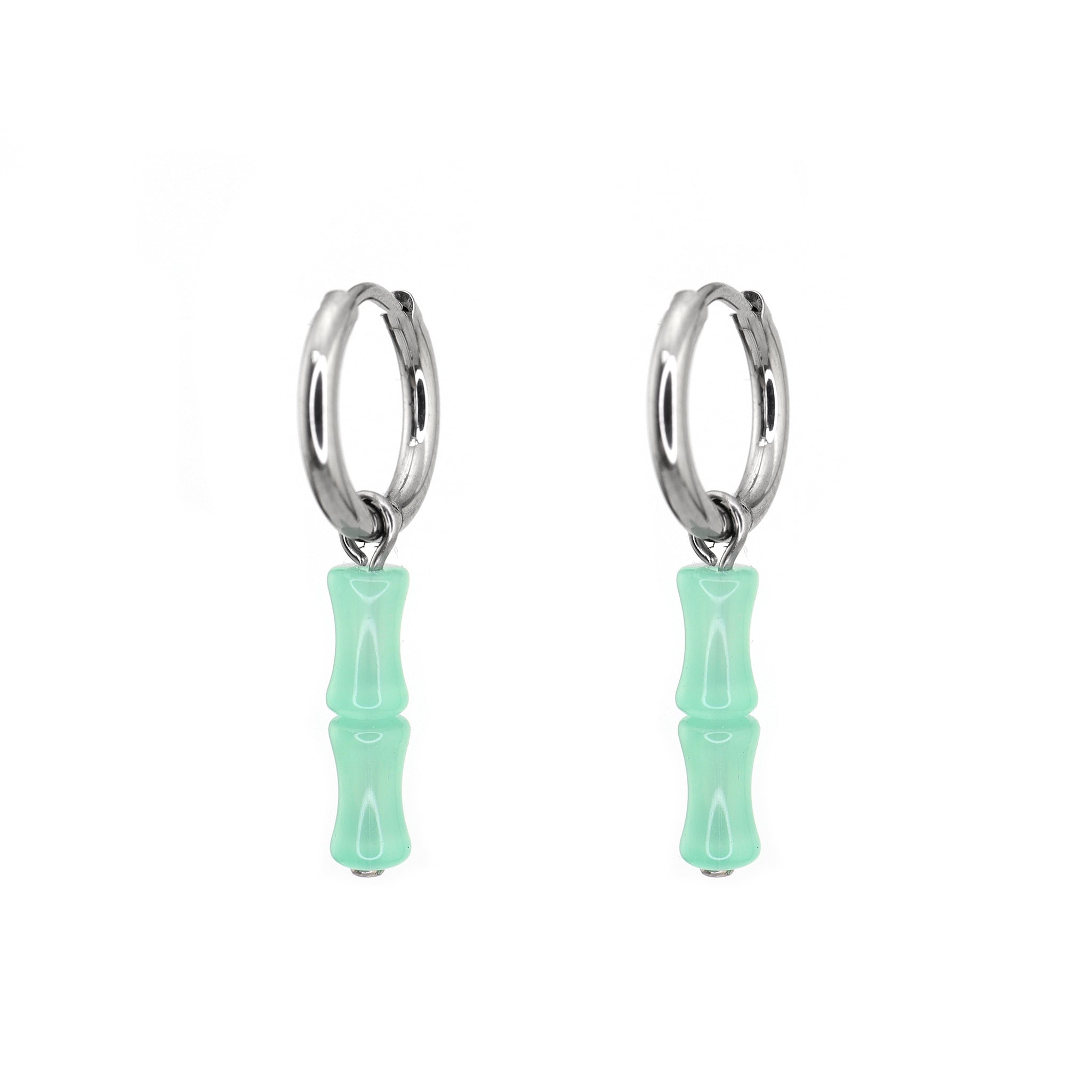 PAIR OF Bamboo Segment stainless steel Pendant Ear Ring ph1