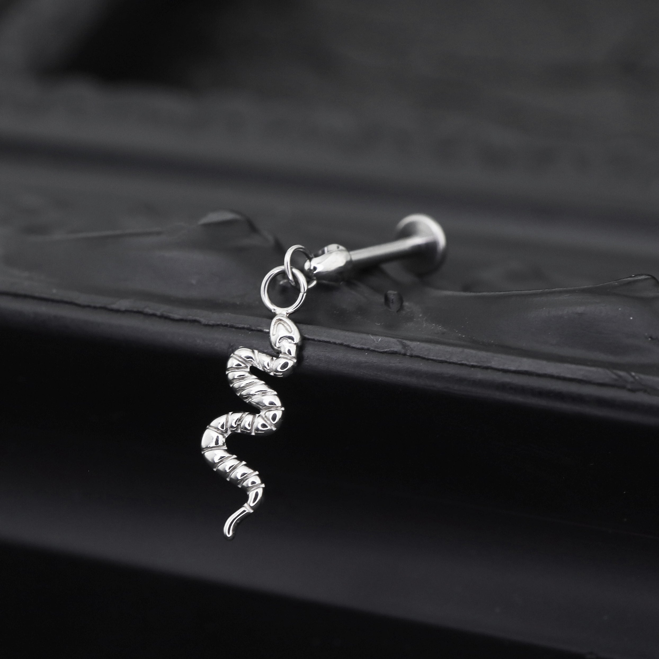 Engraved Snake Titanium Pendant Stud ph1